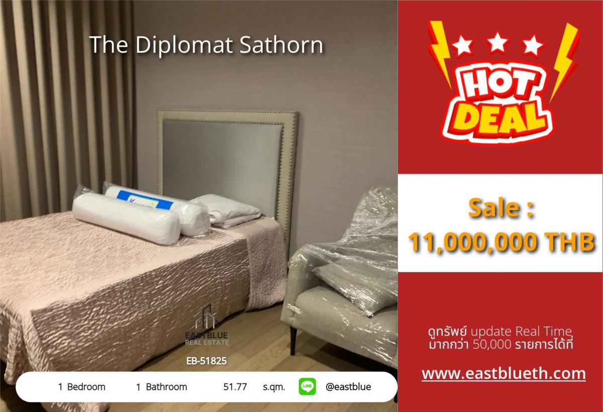 For SaleCondoSathorn, Narathiwat : Luxury condo in the heart of Silom, The Diplomat Sathorn, ready to move in!
Beautiful view, 51.77 sq.m., special price 11 million THB, near BTS/MRT Surasak.