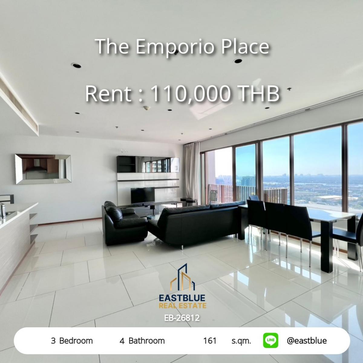 ให้เช่าคอนโดสุขุมวิท อโศก ทองหล่อ : 28/01/2026, Luxury 3 Bedroom Condo at The Emporio Place — BTS Phrom Phong Access! 
Spacious 161 sqm with Pool, Gym & Sauna for 110,000 THB/month!