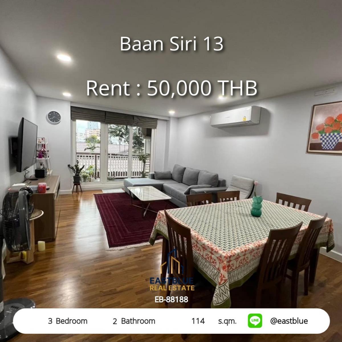 For RentCondoMin Buri, Romklao : Rent a luxury condo Baan Siri 13 near BTS Nana
3 bedrooms, 2 bathrooms, large 114 sq.m. for only 50,000 baht/month!
