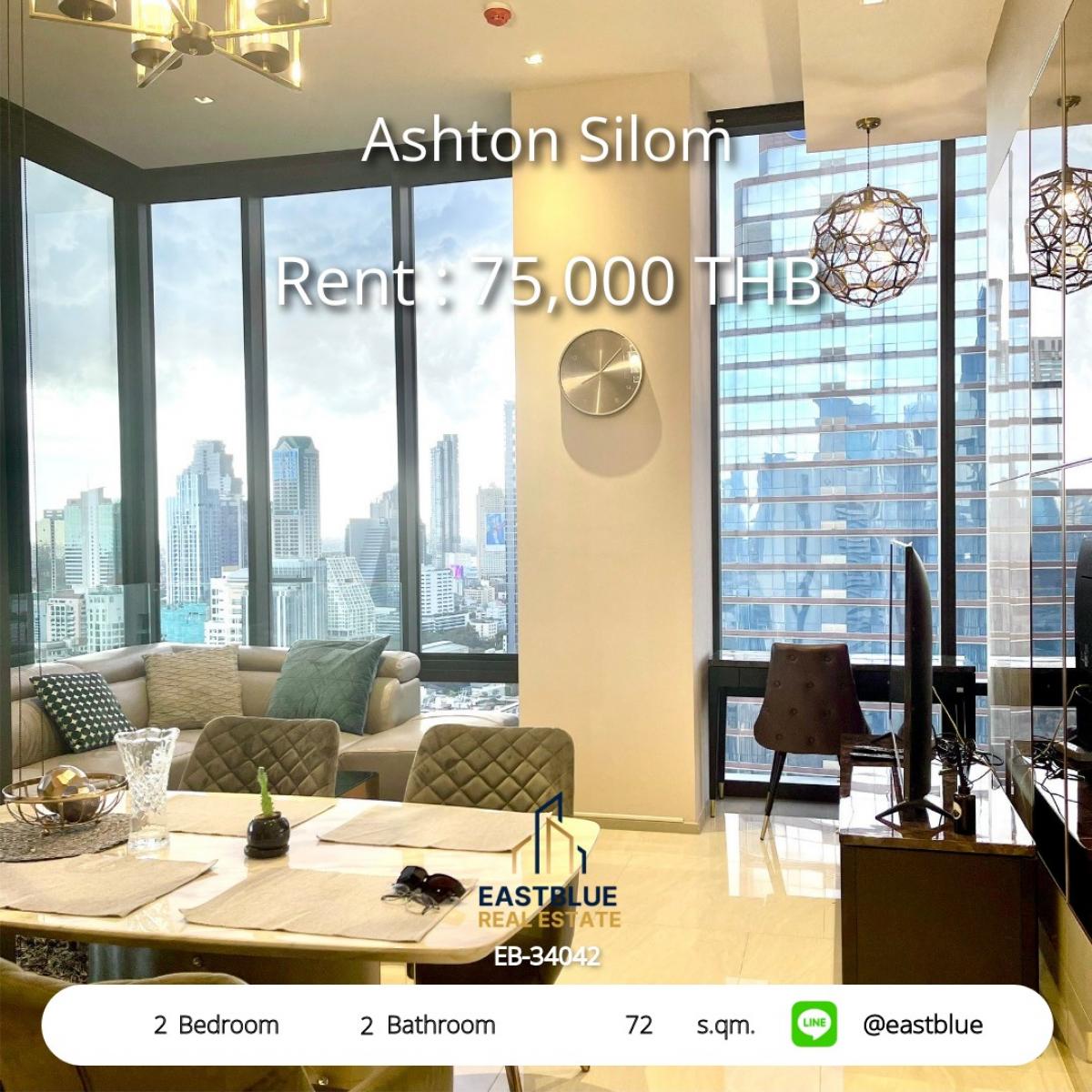 ให้เช่าคอนโดสีลม ศาลาแดง บางรัก : 28/01/2026, Luxury 2-Bed Condo at Ashton Silom – Prime BTS Chong Nonsi Location! 
75,000 THB/month, Spacious 72 sqm with Top Facilities & City Views!