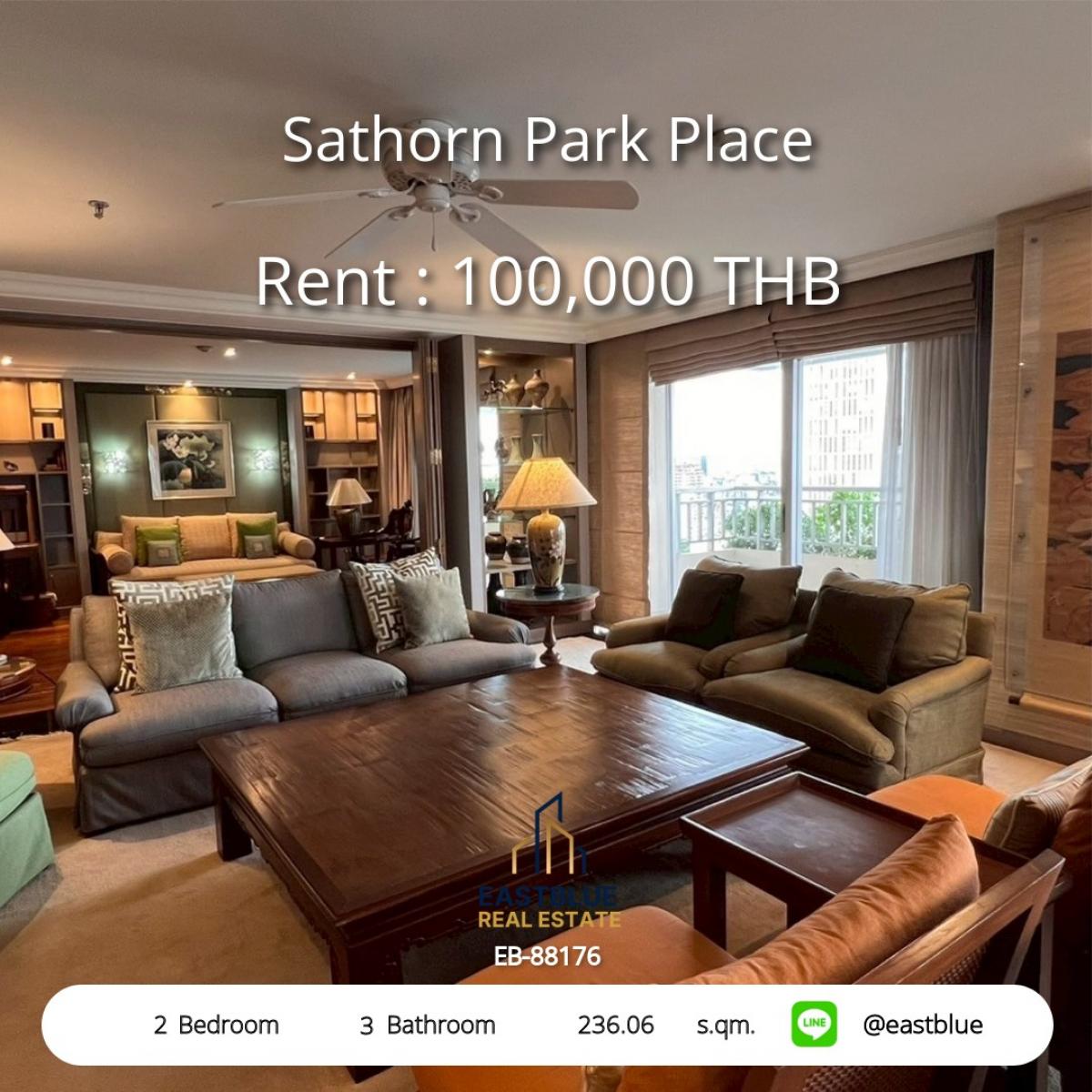 For RentCondoChiang Mai : Luxurious spacious 2-bedroom apartment in the heart of Sathorn!
Rent only 100,000 THB/month near Lumpini BTS
