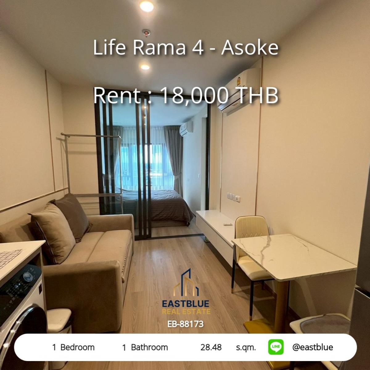 ให้เช่าคอนโดคลองเตย กล้วยน้ำไท : 28/01/2026, เช่าคอนโด Life Rama 4 - Asoke 1 ห้องนอน ใกล้ BTS/MRT 
ครบทุกสิ่งสไตล์เมืองใหญ่ เพียง 18,000 บาท/เดือน!