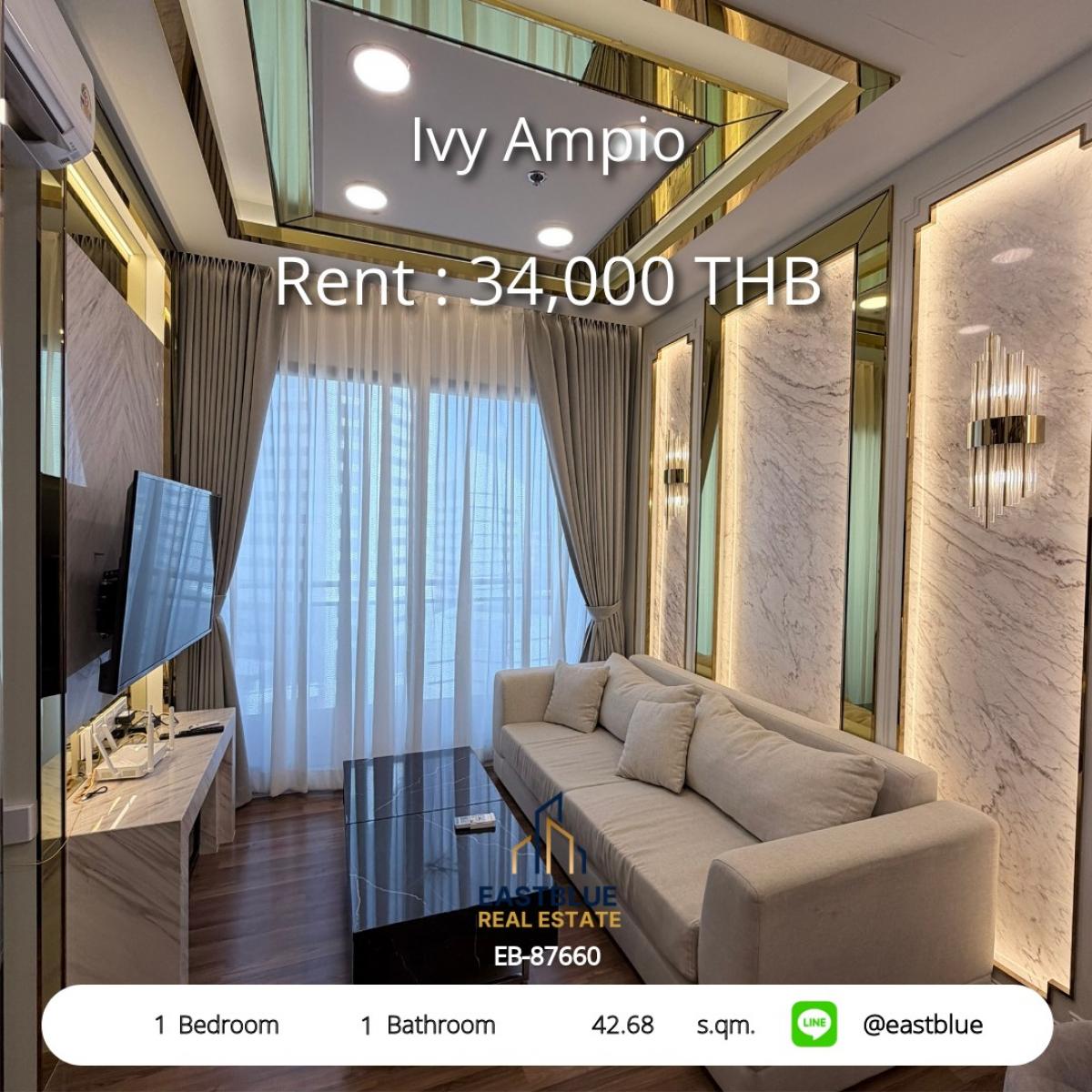 For RentCondoRatchadapisek, Huaikwang, Suttisan : Luxury condo 1 bedroom in the heart of Rama 9 near BTS MRT Thai Cultural Center
Rent only 34,000 Baht/month with complete facilities!