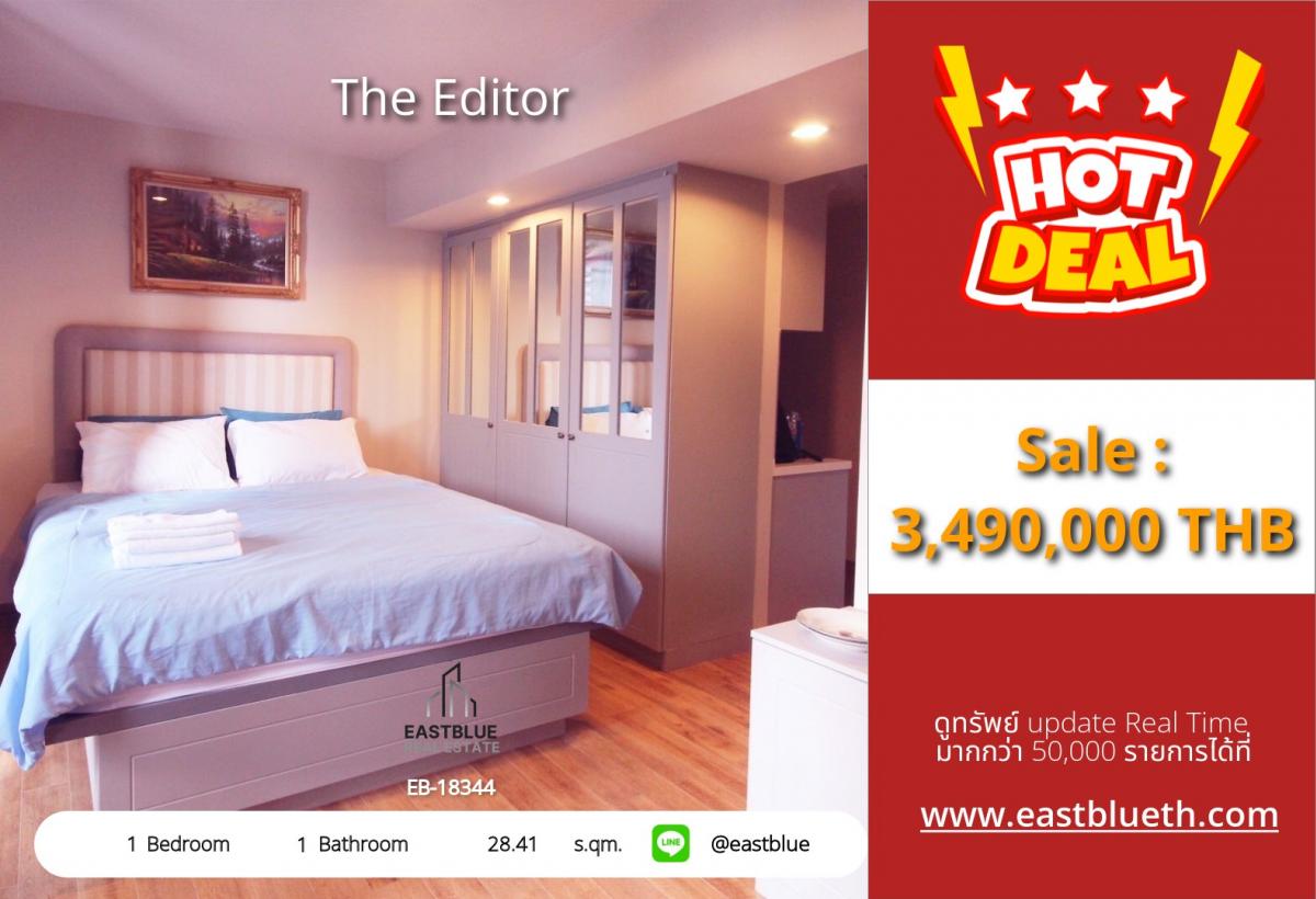 For SaleCondoSapankwai,Jatujak : 06/02/2026, Close to BTS Saphan Khwai! 1-bedroom condo ready to move in, 28.41 sq.m. Best price at 3.49 million.
The Editor - Life near the city with a fully-equipped fitness center and swimming pool!