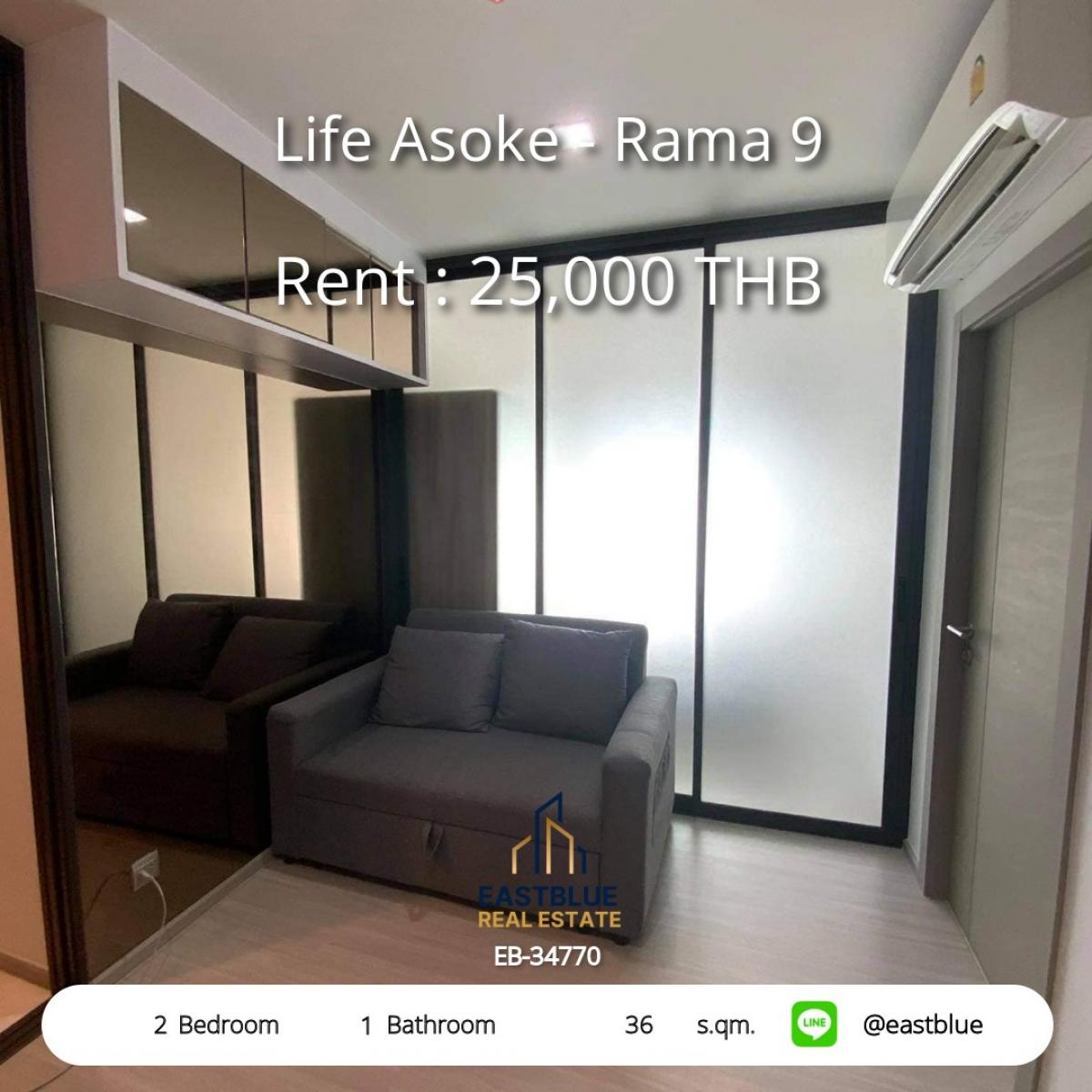 For RentCondoRama9, Petchburi, RCA : Comfortable living in the heart of Rama 9!
2-bedroom condo 25,000 Baht/month near BTS/MRT