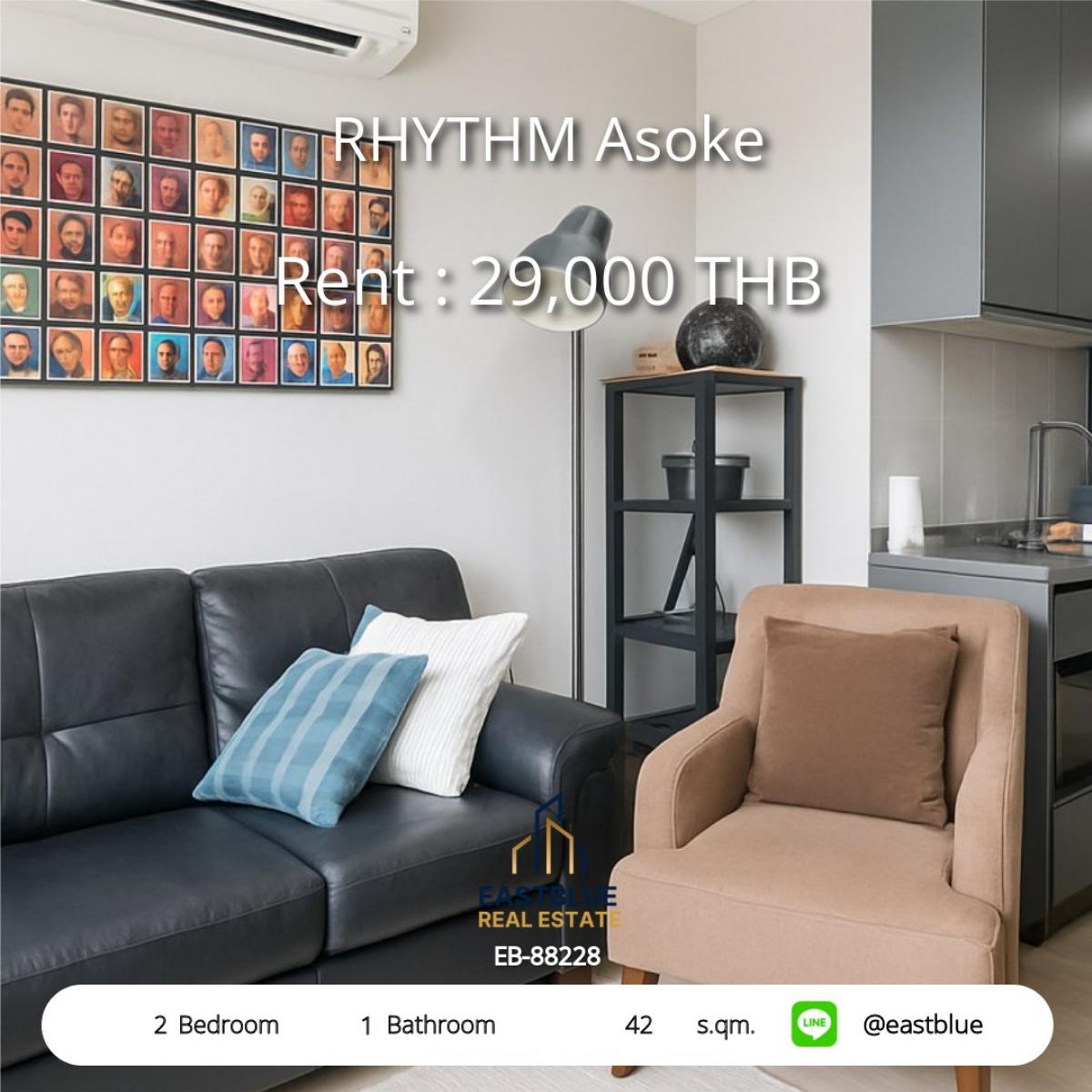 For RentCondoRama9, Petchburi, RCA : Rent Rhythm Asoke 2 bedrooms near BTS/MRT for only 29,000 baht
Convenient, close to Fortune, Central Rama 9 with complete amenities!