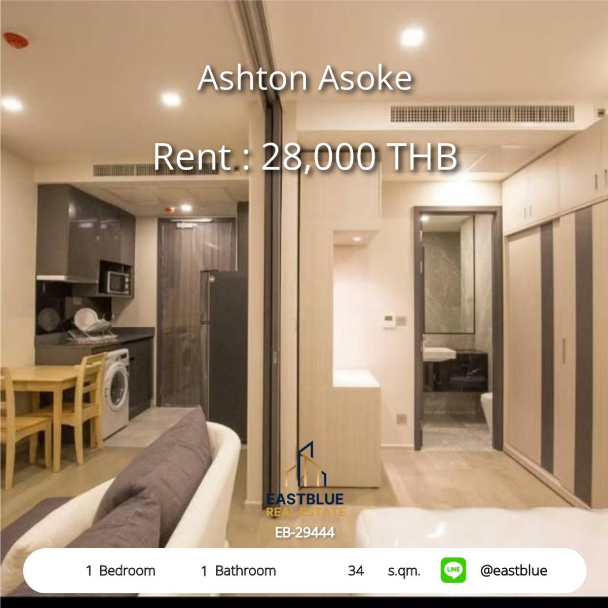 For RentCondoSukhumvit, Asoke, Thonglor : Rent a condo at Ashton Asoke, 1 bedroom, in the heart of Asoke for 28,000 THB/month
with complete amenities, close to BTS/MRT Asoke, convenient transportation!