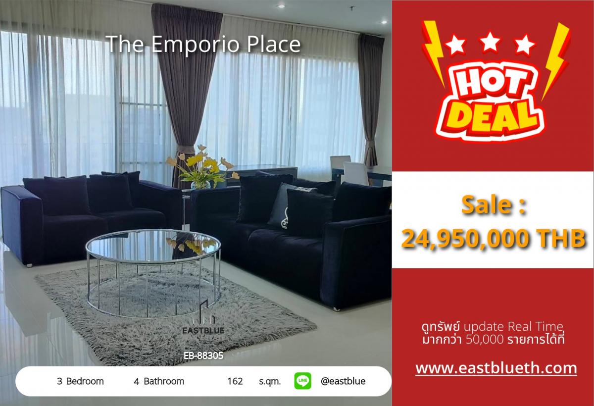 For SaleCondoSukhumvit, Asoke, Thonglor : Luxurious condo in Phong Phong with 3 bedrooms and full amenities!
For sale: The Emporio Place condo, size 162 sqm, price 24.95 million!