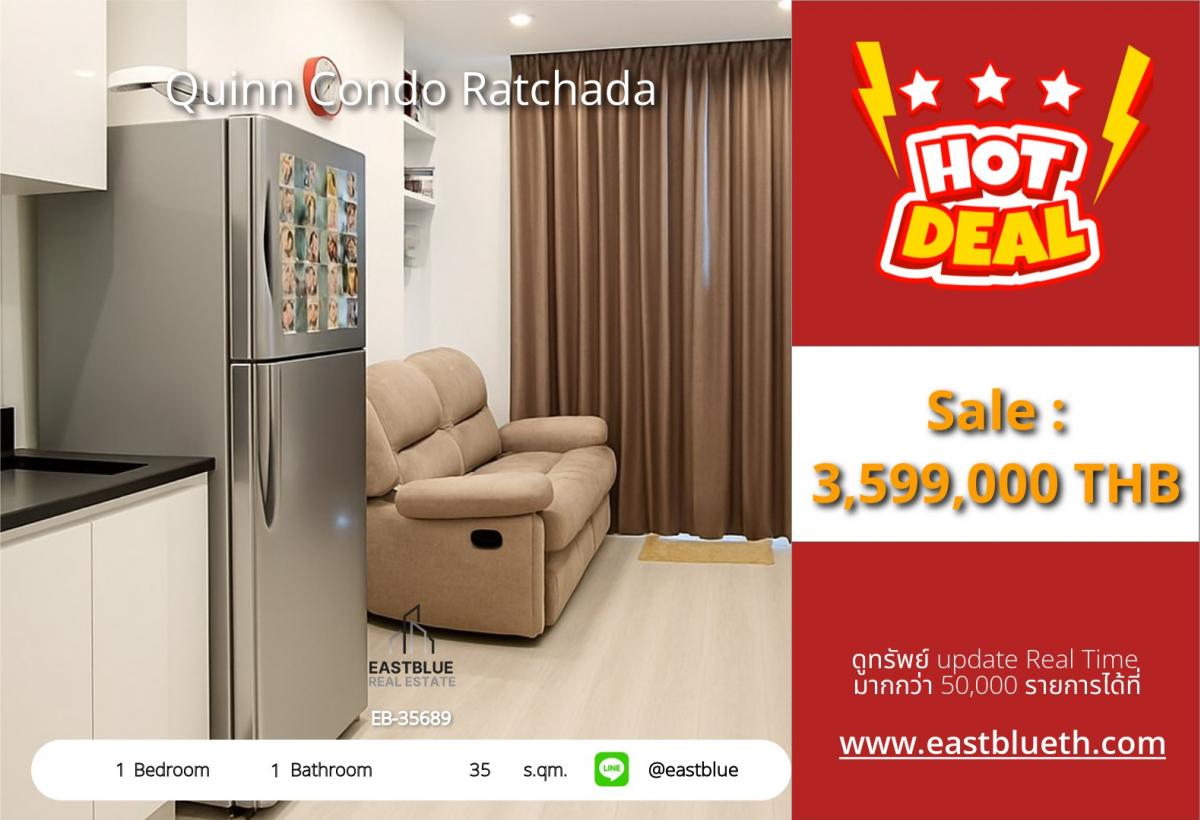 For SaleCondoRama3 (Riverside),Satupadit : 🔥 Beautiful condo Quinn Condo Ratchada 1 bedroom ready to move in near MRT Sutthisan
At a great price of only 3.59 million, perfect for urban living!