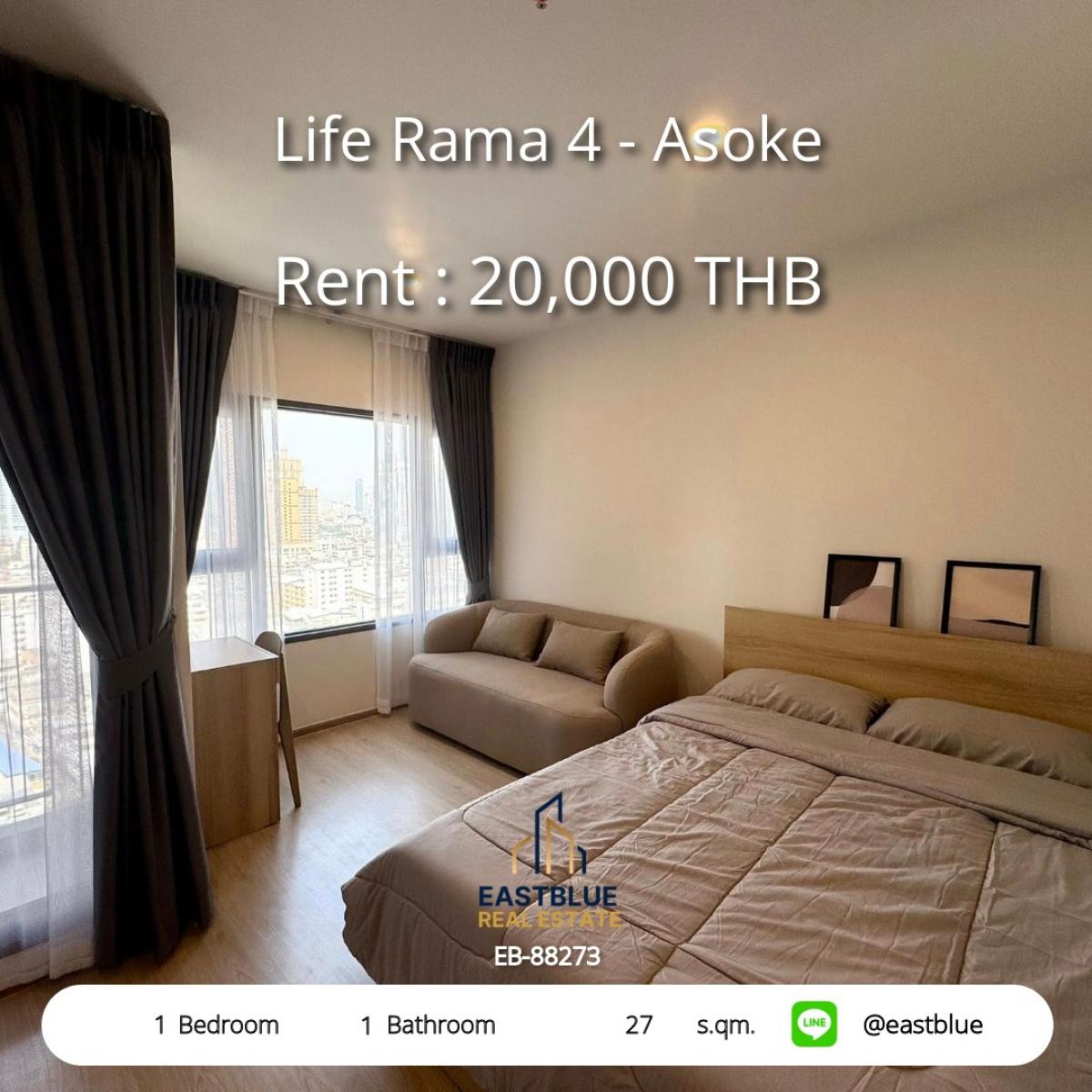 For RentCondoKhlongtoei, Kluaynamthai : Life Rama 4-Asoke 1Bed 27 sqm near BTS/MRT for only 20,000 Baht
Rent a classic condo with complete facilities that meets every lifestyle!