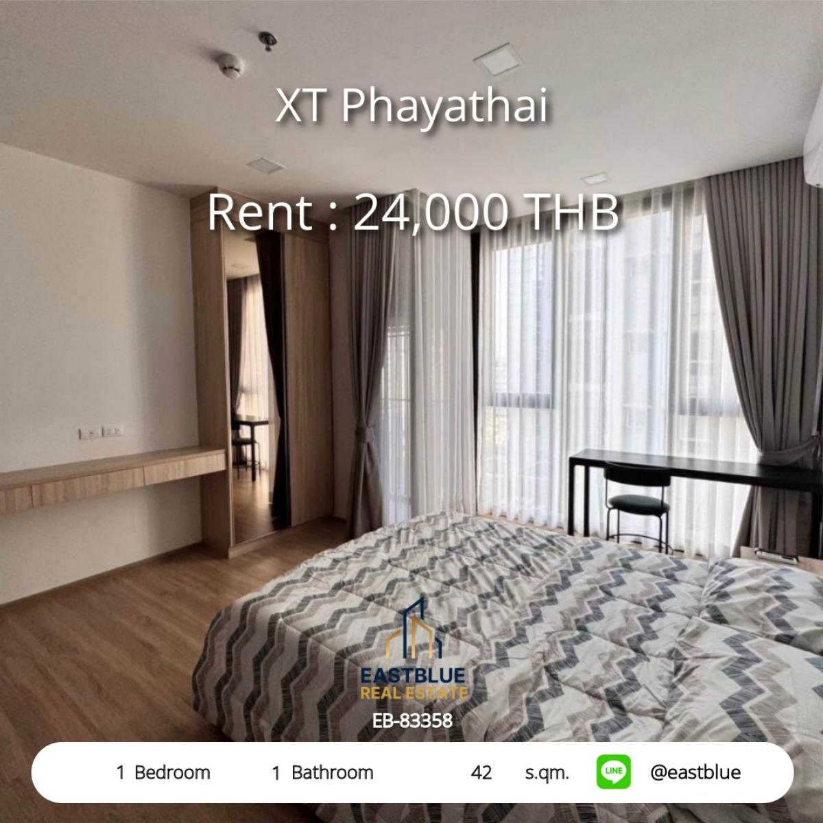 For RentCondoRatchathewi,Phayathai : Rent a condo at XT Phayathai, 1 bedroom, near BTS/MRT, complete fitness, ready to move in with your suitcase!
42 sq.m. only 24,000 Baht/month, in the city center, close to shopping-hospitals-schools