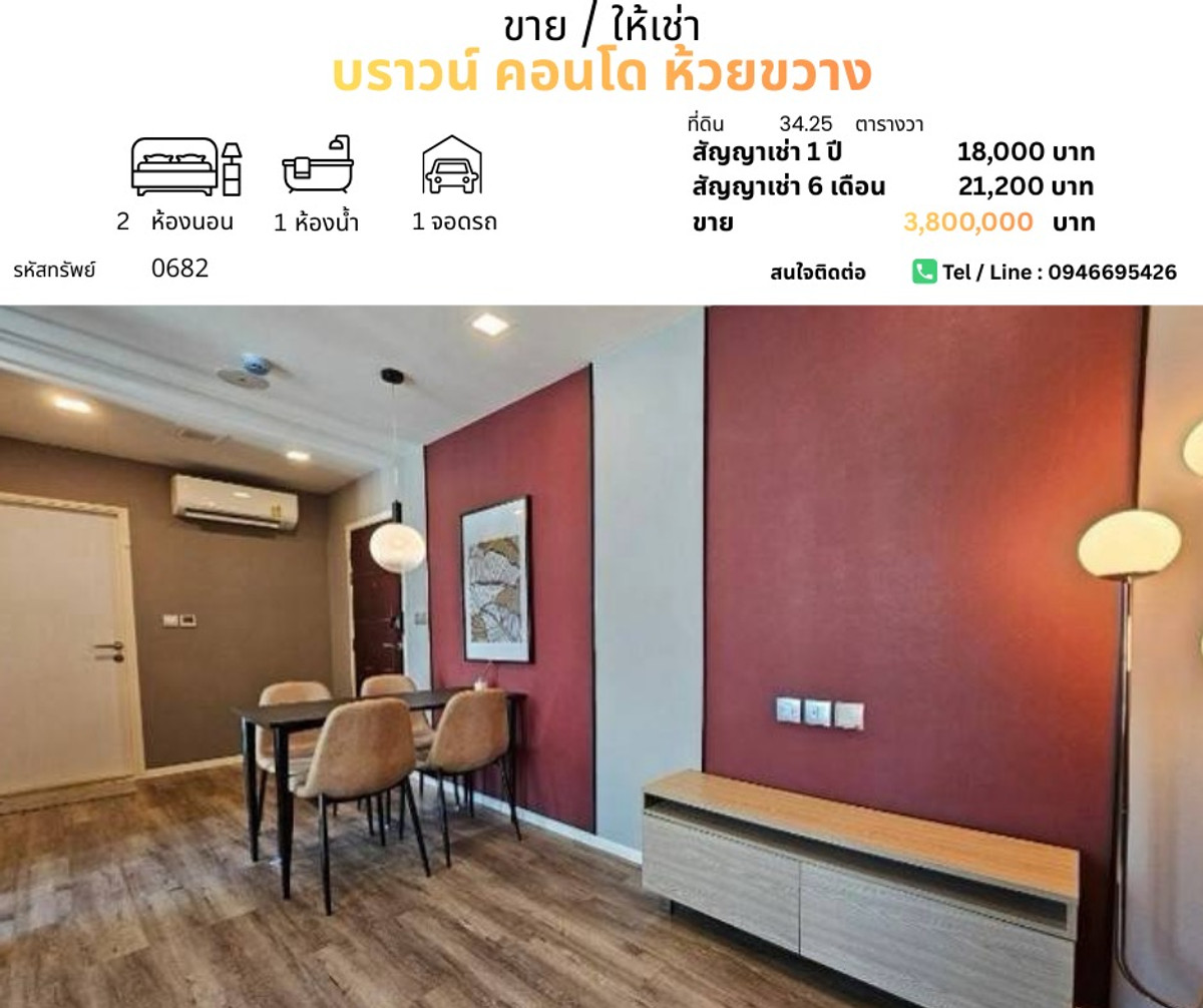 คอนโดรัชดา ห้วยขวาง : Brown Condo ห้วยขวาง – ห้องใหญ่ Rare Item
คอนโดรีโนเวทใหม่ สไตล์เรียบหรู โปร่ง โล่ง อยู่สบาย