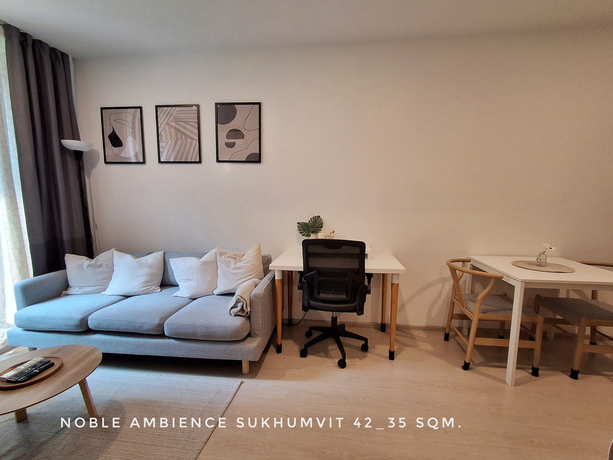 ให้เช่าคอนโดสุขุมวิท อโศก ทองหล่อ : 🎉ให้เช่าห้อง1 นอน  Noble Ambience Sukhumvit 42 ห้องมุมดี เห็นวิวสระว่ายน้ำ สวน ใกล้ BTS เอกมัย