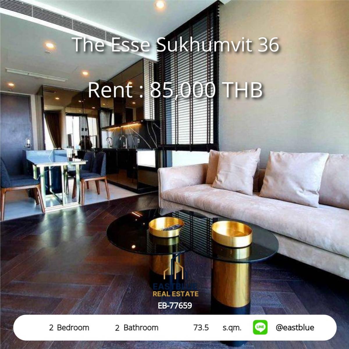 ให้เช่าคอนโดสุขุมวิท อโศก ทองหล่อ : 19/02/2026, เช่าคอนโดหรู The Esse Sukhumvit 36 พร้อมเฟอร์ครบ 2 ห้องนอน ใกล้ BTS ทองหล่อ ราคาเพียง 85,000 บาท/เดือน!