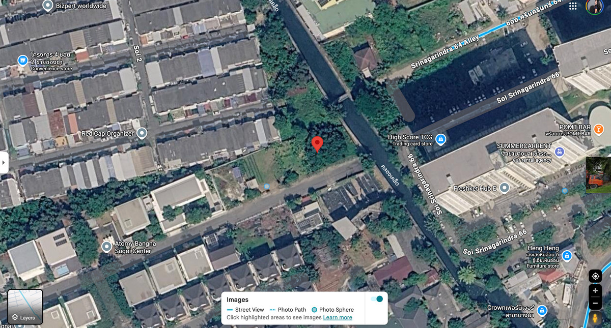 For SaleLandBangna, Bearing, Lasalle : Empty land for sale, area 173.8 square meters, in Srinakarin Park Village. Beautiful rectangular plot, easy to lay out, width 33 meters, depth 25 meters.