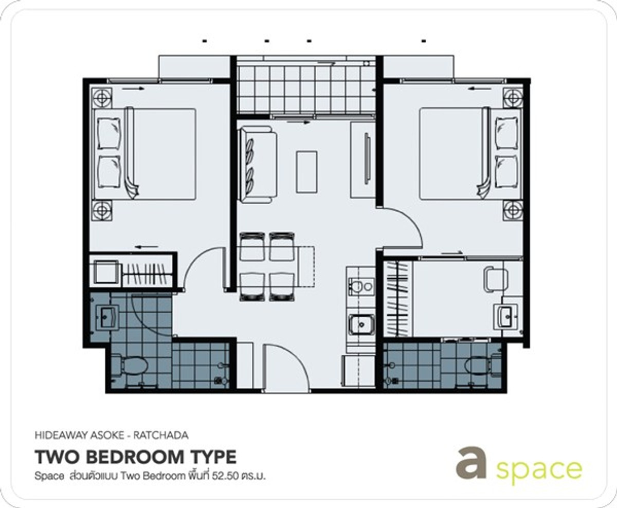 For SaleCondoRama9, Petchburi, RCA : Selling at a loss 🔥 HOT DEAL, cheap and the best value right now!! Beautiful room decorated in Muji style, 2 bedrooms, 52 sq m, Rama 9 intersection, only 3.8 million!! 🔥A Space Hideaway Asoke-Ratchada, fully furnished, ready to move in. Hurry and contact 