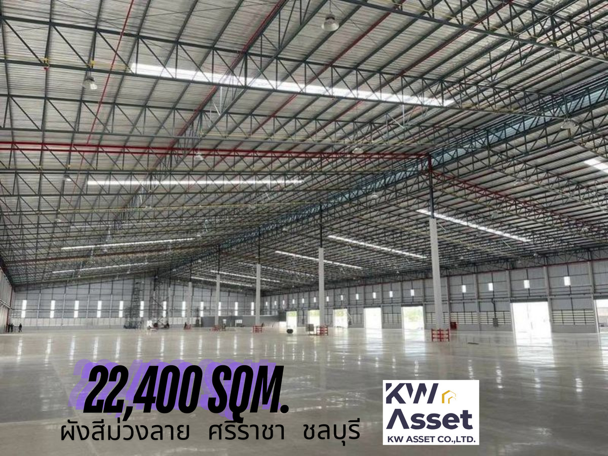 For RentFactorySriracha Laem Chabang Ban Bueng : Factory/warehouse for rent, 22,400 sq m., Khao Khan Song, Sriracha, Chonburi Province 🟪#purple pattern layout