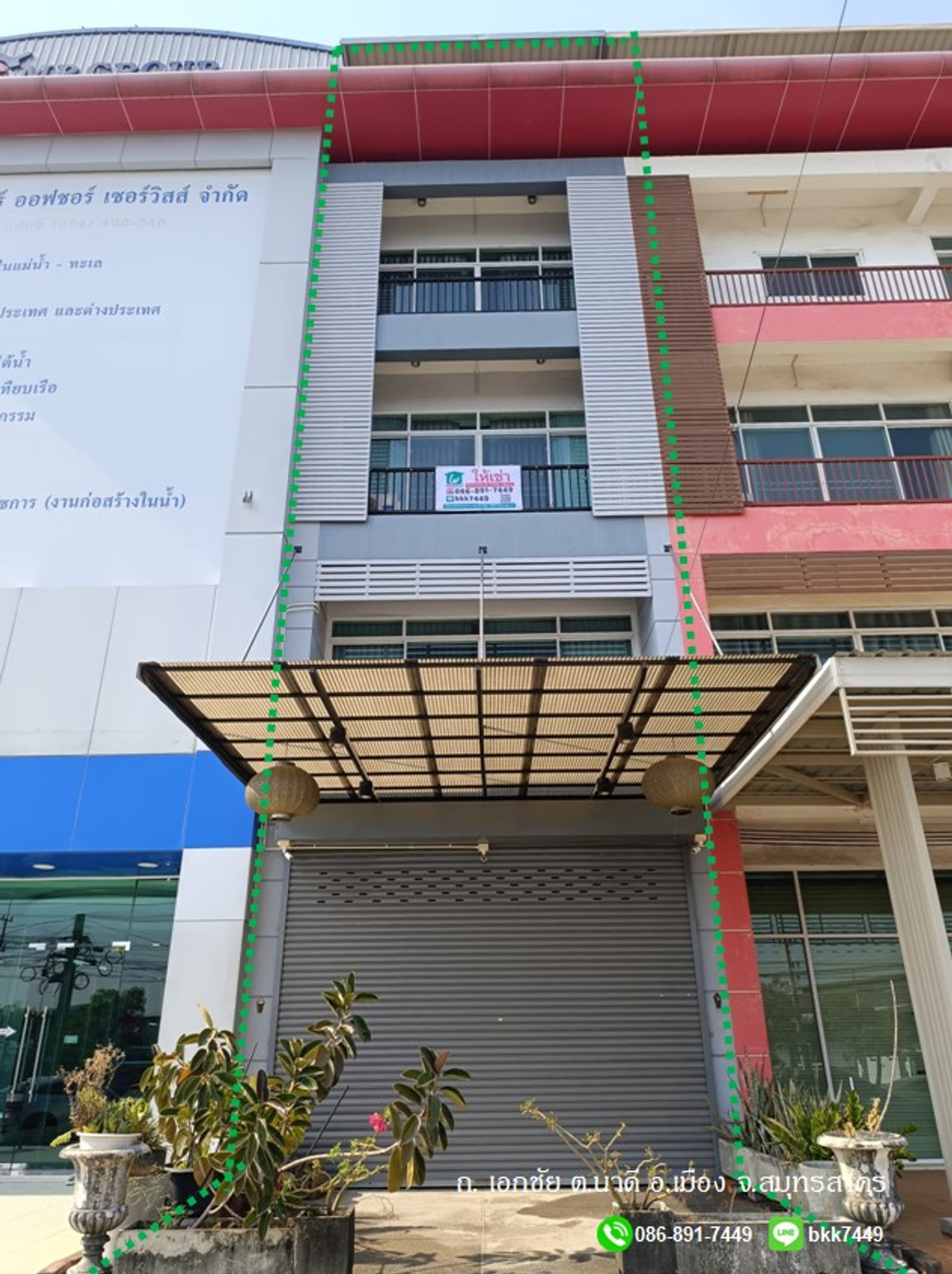 For RentShop HouseMahachai Samut Sakhon : ✅✅Commercial building for rent, 4 and a half floors, near Makro Samut Sakhon. Mahachai Muang Mai Fresh Market