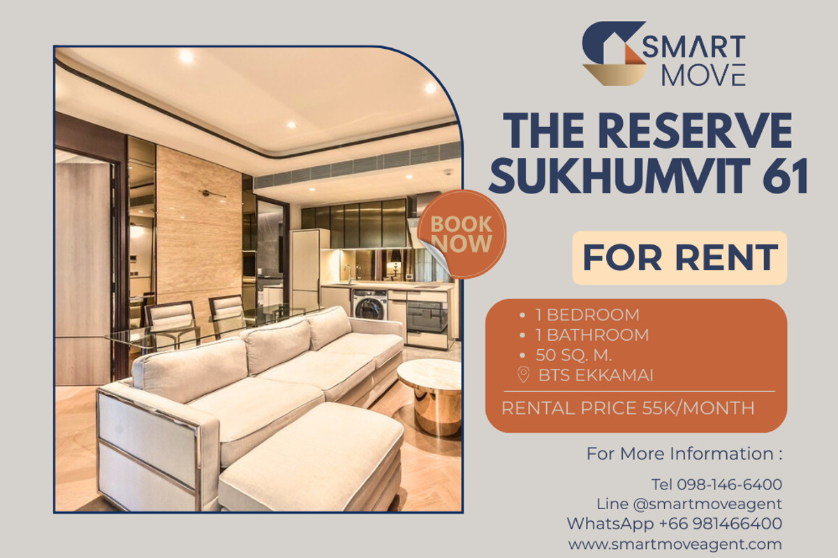 For RentCondoSukhumvit, Asoke, Thonglor : 🔥 For Rent !! Modern Classic Luxury style !! 🔥 Code C20230300046..........The Reserve Sukhumvit 61, 1 bedroom, 1 bathroom, furnished, ready to move in📣📣