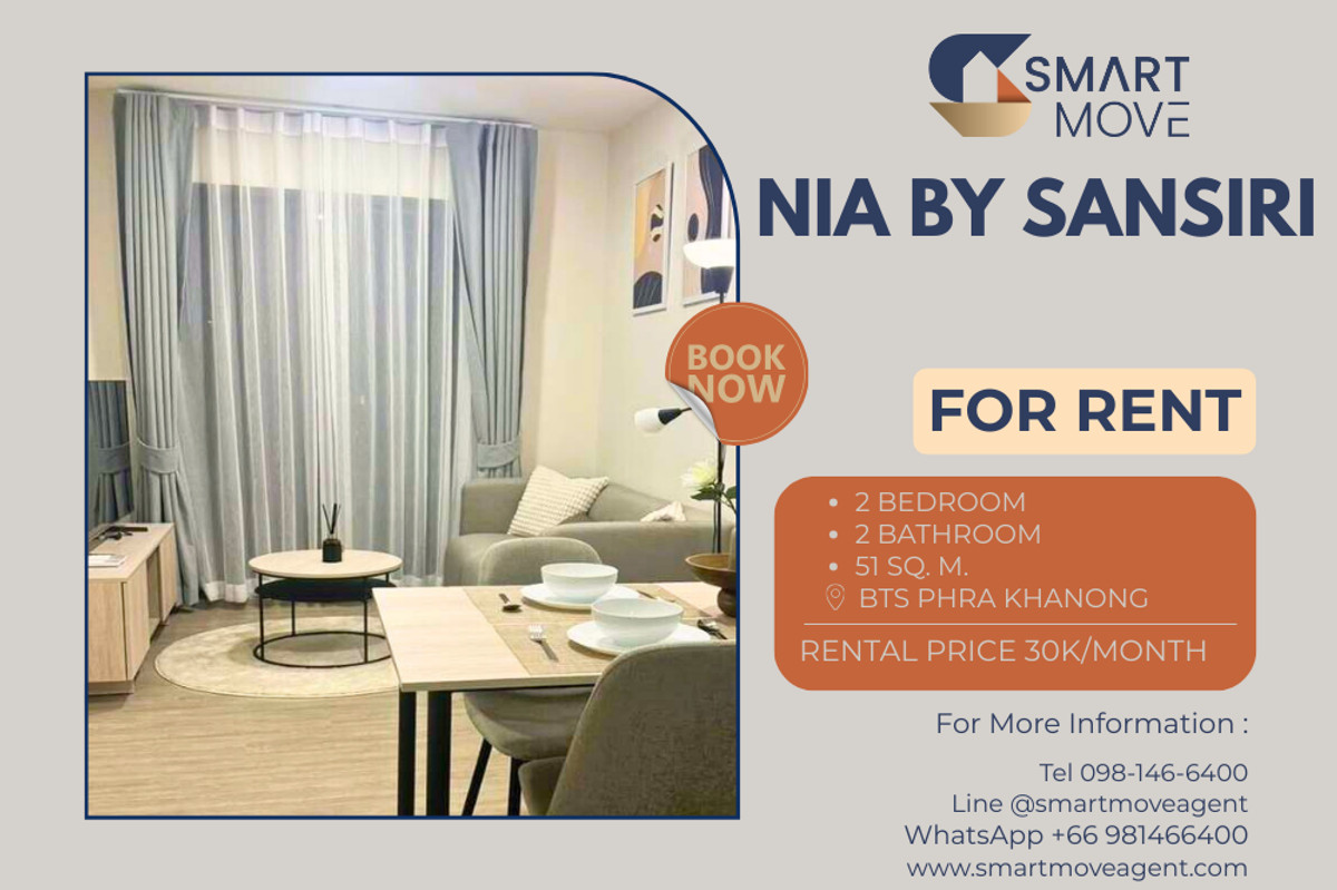 For RentCondoOnnut, Udomsuk : 🔥 For Rent !! 🔥 Code C20260100053..........NIA by Sansiri, 2 bedroom, 2 bathroom, furnished, ready to move in📣📣