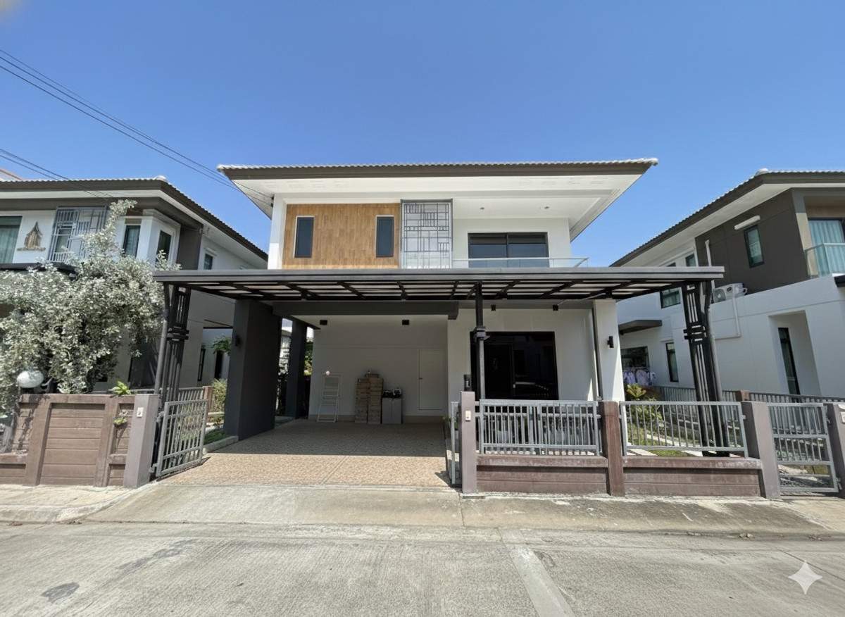 For RentHouseSeri Thai, Ramkhamhaeng Nida : For rent: 2-story detached house | 50 sq m | 3 bedrooms, 3 bathrooms | Usable area 187 sq m | 15 minutes to Suvarnabhumi Airport