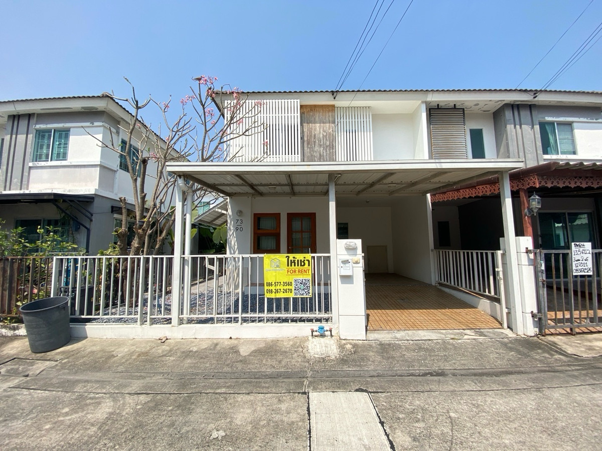 For RentTownhomeNonthaburi, Bang Yai, Bangbuathong : 2-story twin townhome for rent, Pruksa 54 Phase 2, Khlong Thanon, beautiful vintage style house, near Central Westgate.