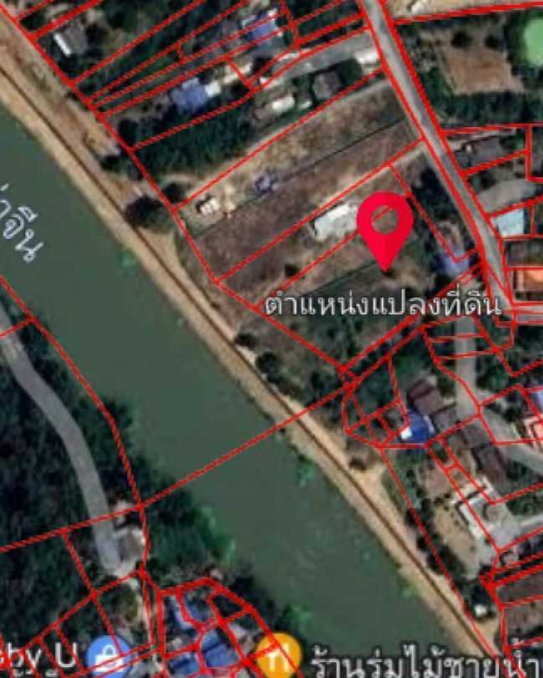 For SaleLandSuphan Buri : Land for sale on the Tha Chin River, Sam Chuk, Suphan Buri. 2 rai 93 square wah. Green zone in the city plan.