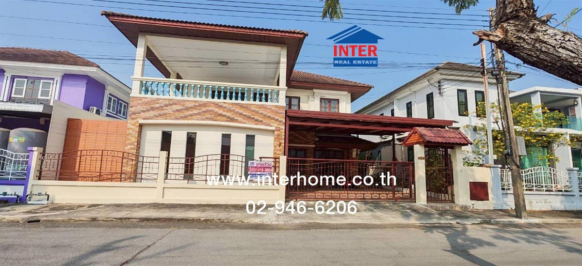 For SaleHousePathum Thani,Rangsit, Thammasat : 2-story detached house, 67 sq m, Maneerin Village. Lake and Lagoon Rangsit-Pathum Thani Rangsit-Pathum Thani Road, Tiwanon Road, Mueang Pathum Thani, Pathum Thani