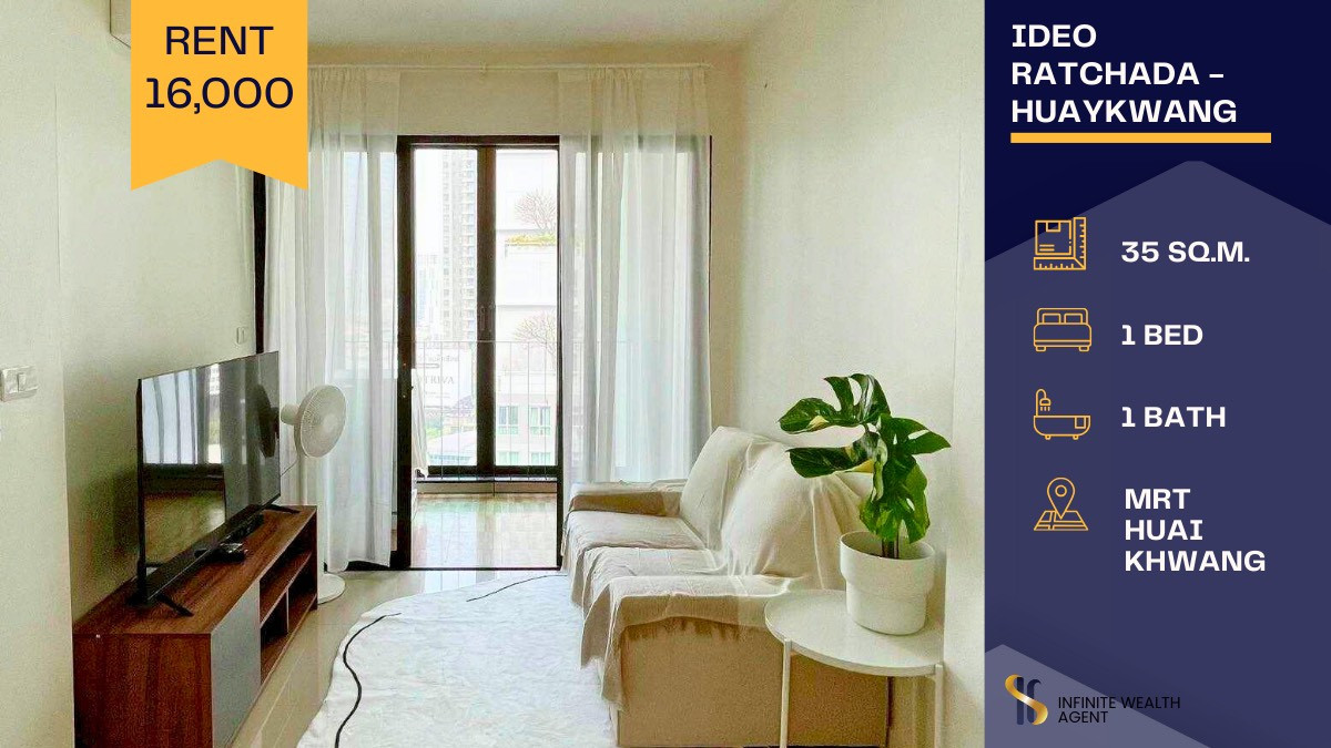 For RentCondoRatchadapisek, Huaikwang, Suttisan : 🏙️ For Rent: Ideo Ratchada – Huaykwang | MRT View Right Outside Your Window! 🚇🌇 Fully furnished – seriously complete, no thinking needed 🤍 Just bring your luggage and move in!
