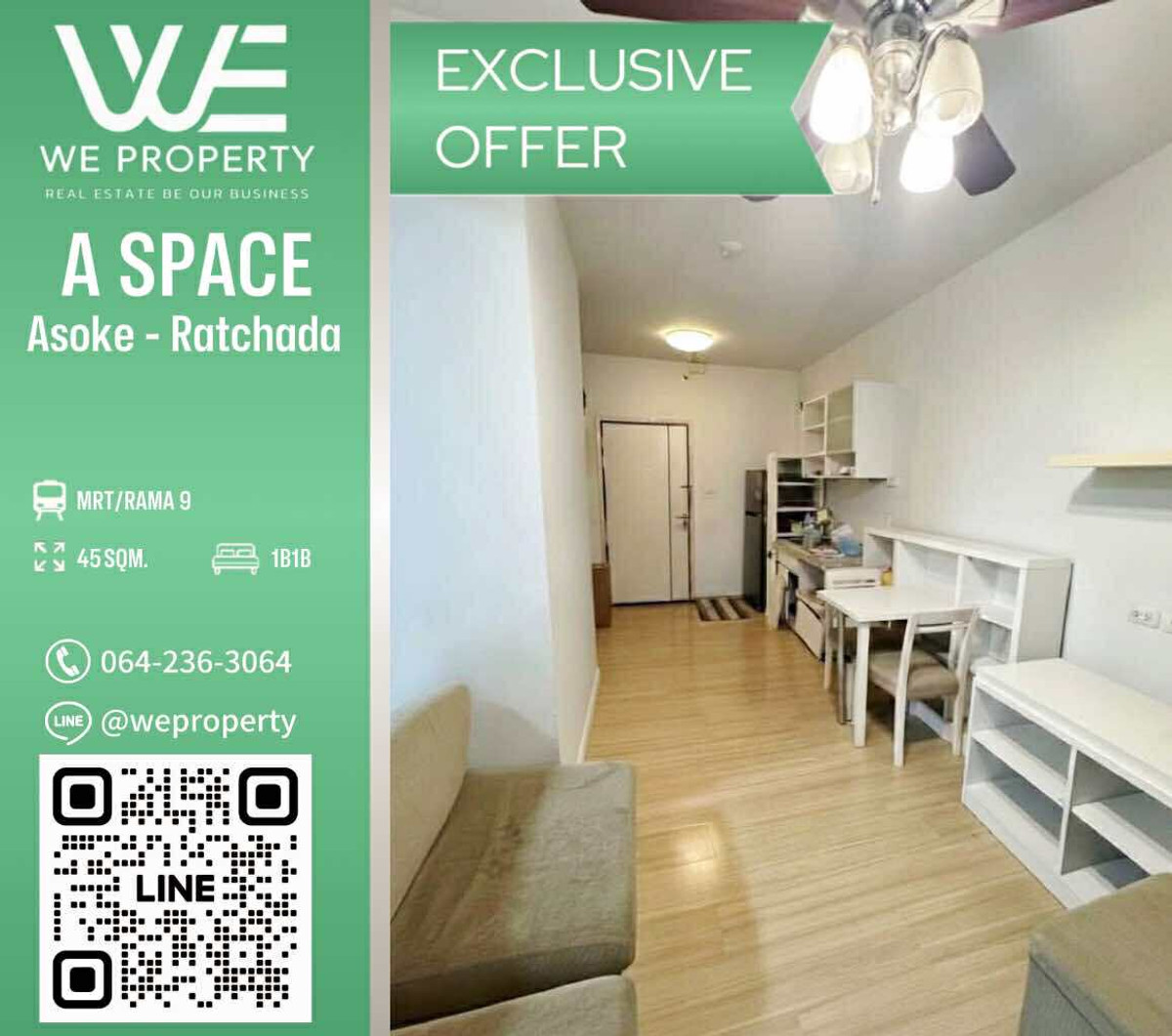 ขายคอนโดพระราม 9 เพชรบุรีตัดใหม่ RCA : 1ห้องใหญ่ ระเบียงกว้างราคาดีที่สุด!!⭐A Space Asoke - Ratchada (เอ สเปซ อโศก - รัชดา)