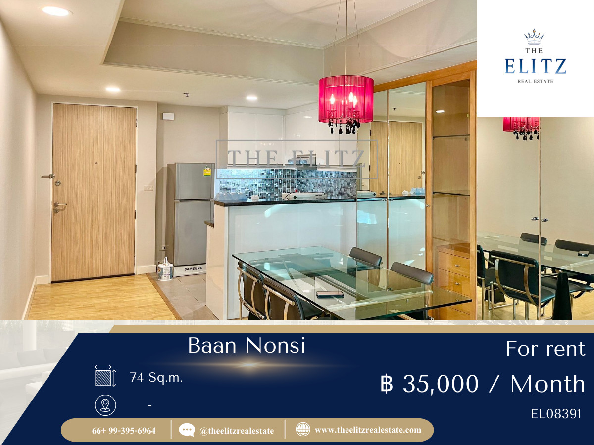 For RentCondoSathorn, Narathiwat : ✨ Spacious Living in Sathon-Narathiwas ✨ Baan Nonsi for Rent | Large Unit, Great Facilities, Prime Location 💕