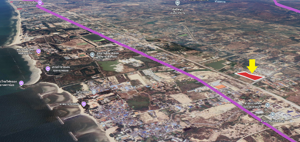 ขายที่ดินชะอำ เพชรบุรี : ที่ดินชะอำ-บางควาย แปลงใหญ่ ติดถนน