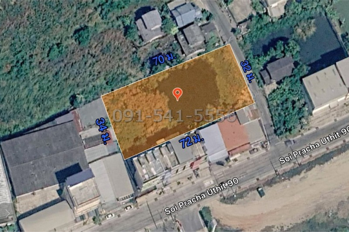 For SaleLandBangna, Bearing, Lasalle : Empty land for sale, 1-1-94 rai, opposite Lalin Town Village, Soi Pracha Uthit 90, beautiful plot of land, potential location.