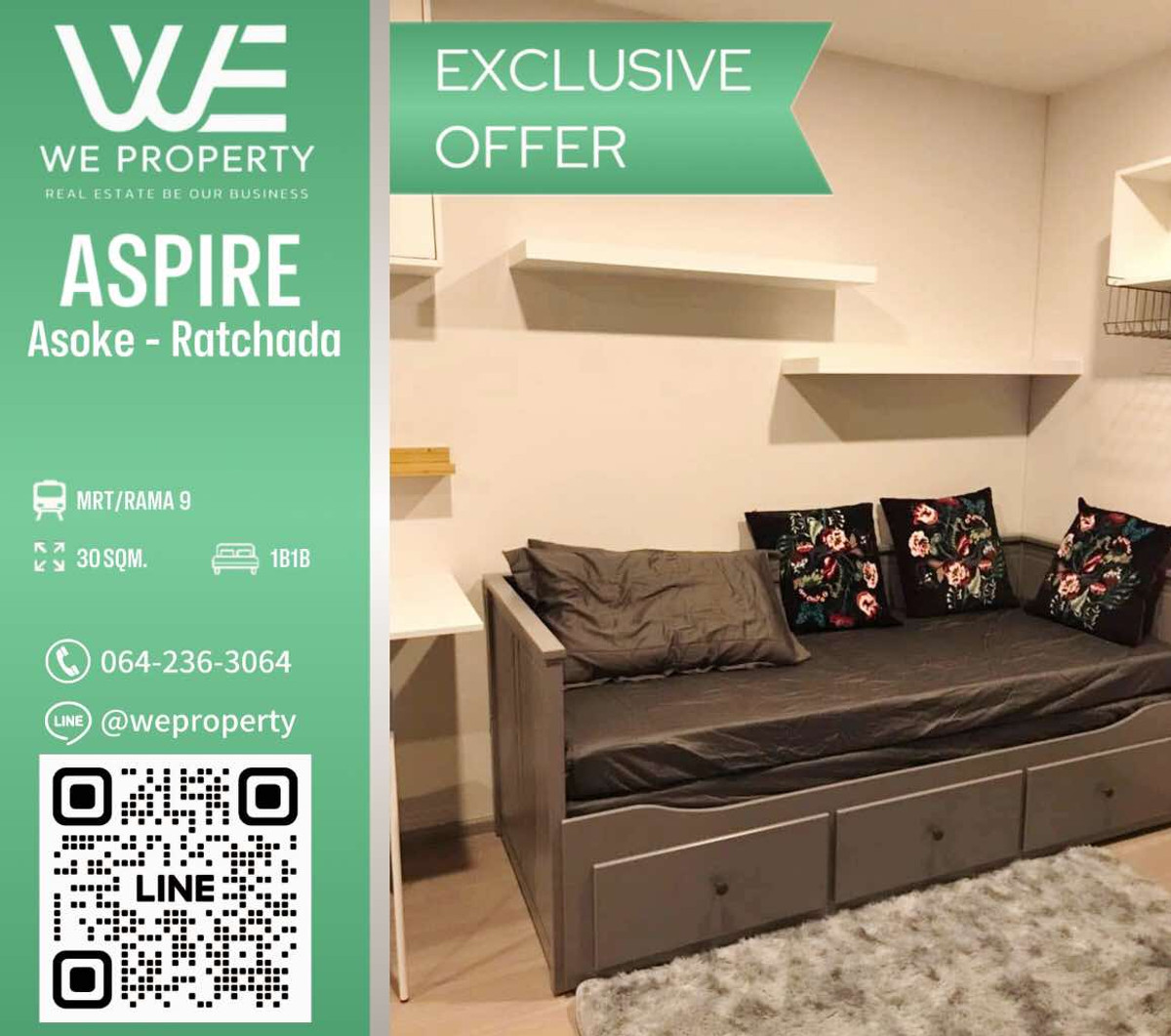 ขายคอนโดพระราม 9 เพชรบุรีตัดใหม่ RCA : ห้องสวยเฟอร์ฯครบ ราคาดีมาก!!⭐Aspire Asoke-Ratchada (แอสปาย อโศก-รัชดา)