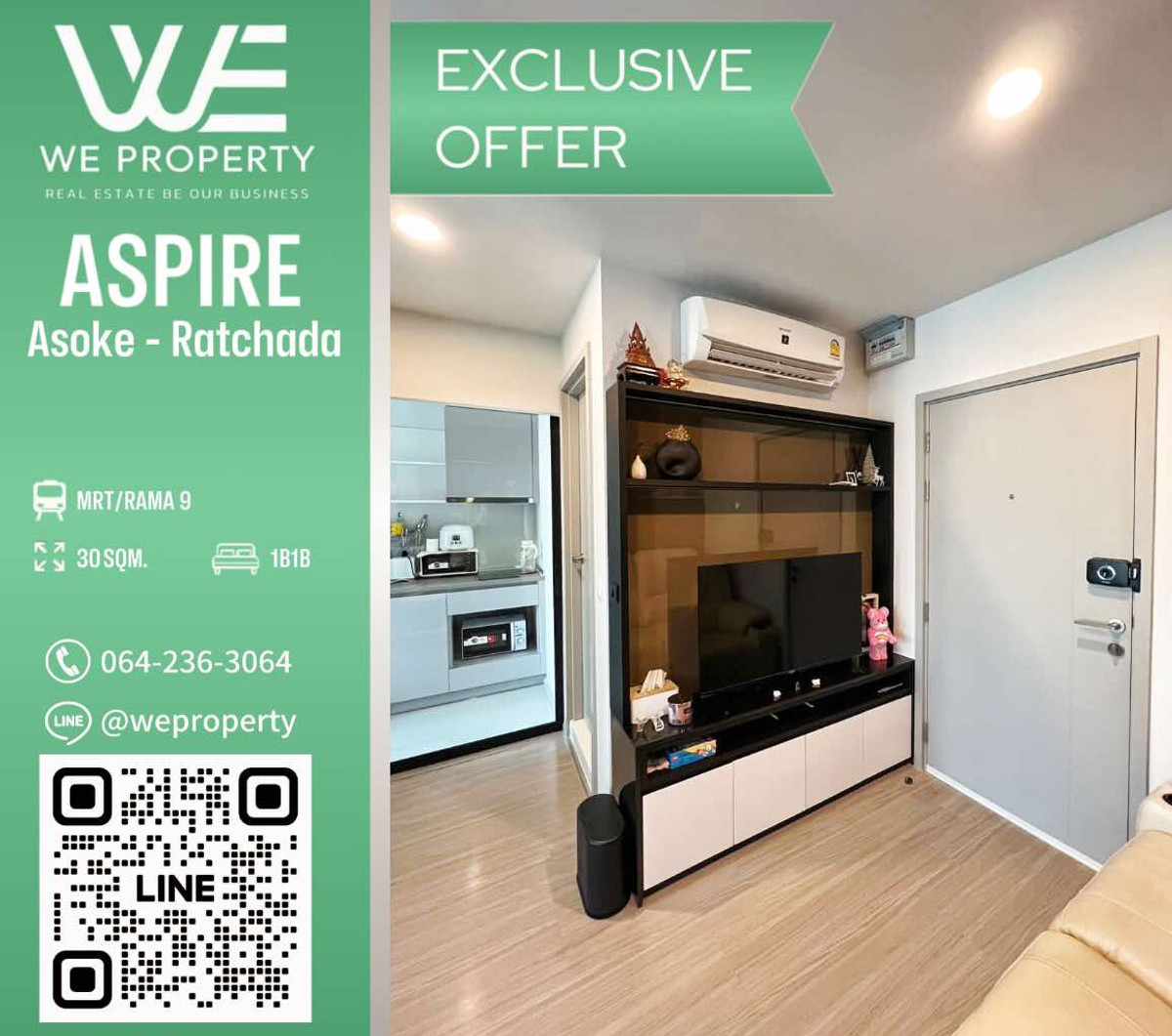 ขายคอนโดพระราม 9 เพชรบุรีตัดใหม่ RCA : 1Bed ห้องแต่งสวยครบราคาดีที่สุดในโครงการ!!⭐Aspire Asoke-Ratchada (แอสปาย อโศก-รัชดา)