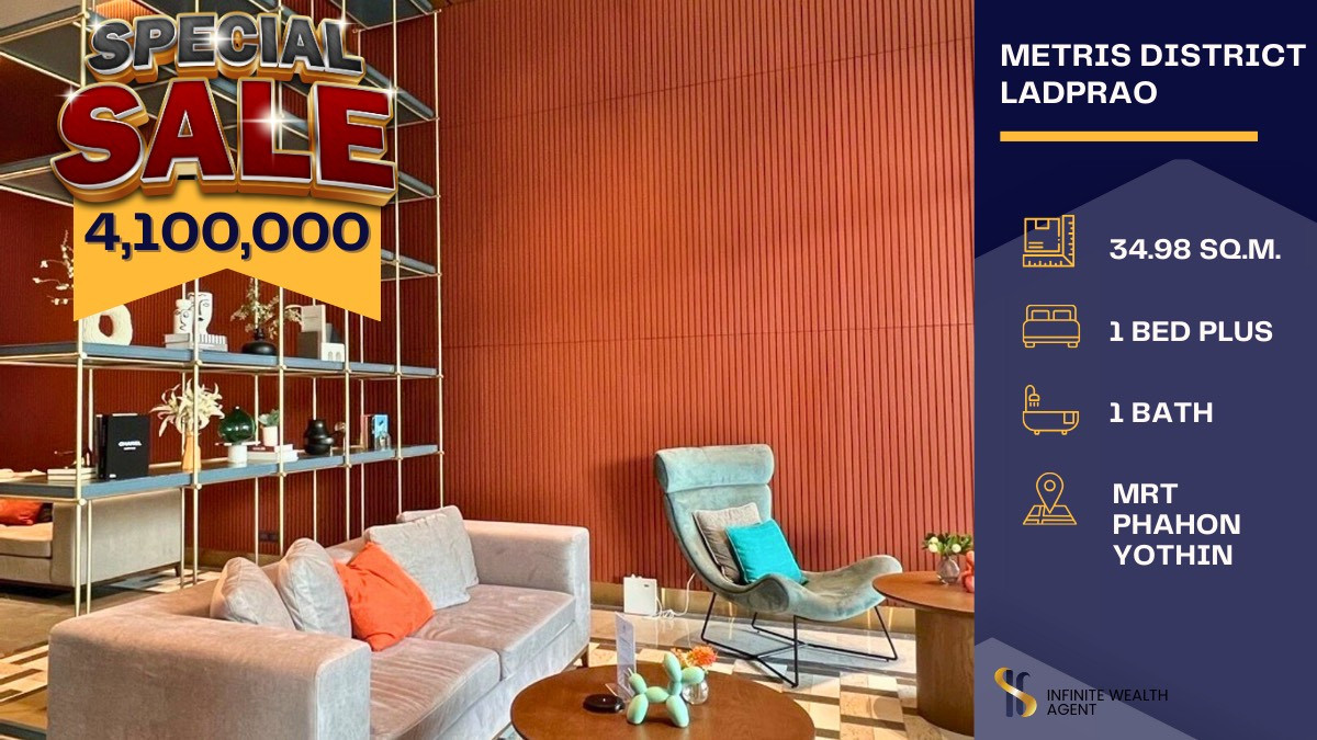 For SaleCondo : 🚨 ขายด่วน! Metris District Ladprao 🚨 คอนโดใหม่แกะกล่อง 🆕 Pet Friendly เอาใจคนรักสัตว์🐾ราคาถูกที่สุดในตลาด!