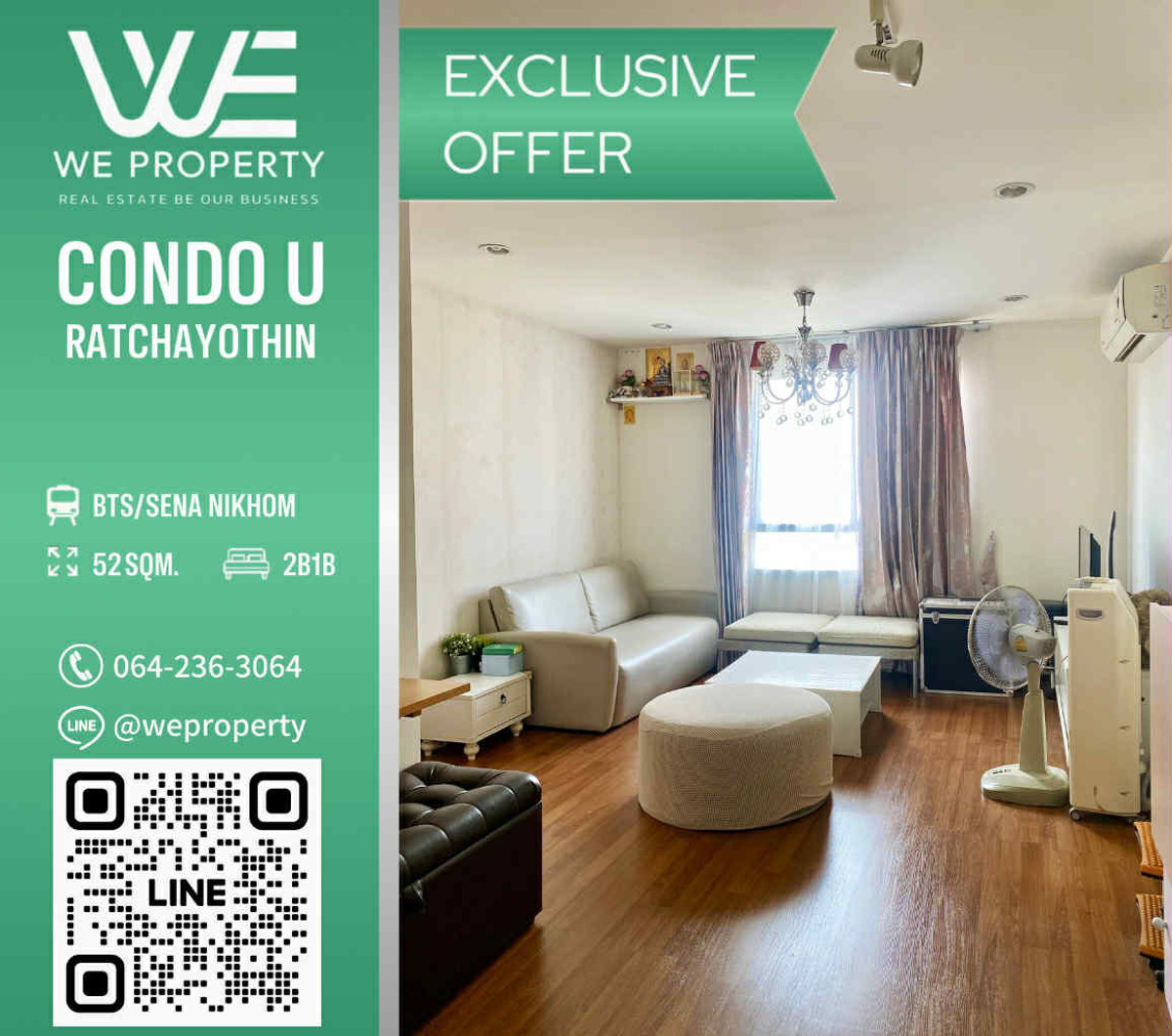 ขายคอนโดเกษตรศาสตร์ รัชโยธิน : 2 ห้องนอน ห้องมุมราคาดีที่สุดในโครงการ!!⭐U Ratchayothin (ยู รัชโยธิน)