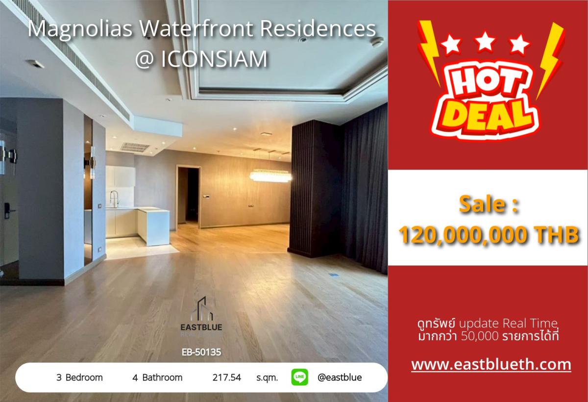 For SaleCondoWongwianyai, Charoennakor : 12/02/2026, High-end luxury Magnolias Waterfront 3 bedrooms 4 bathrooms with a view of the Chao Phraya River
For sale at 120 million, special rent at 300,000/month with complete amenities, near BTS Krung Thonburi!