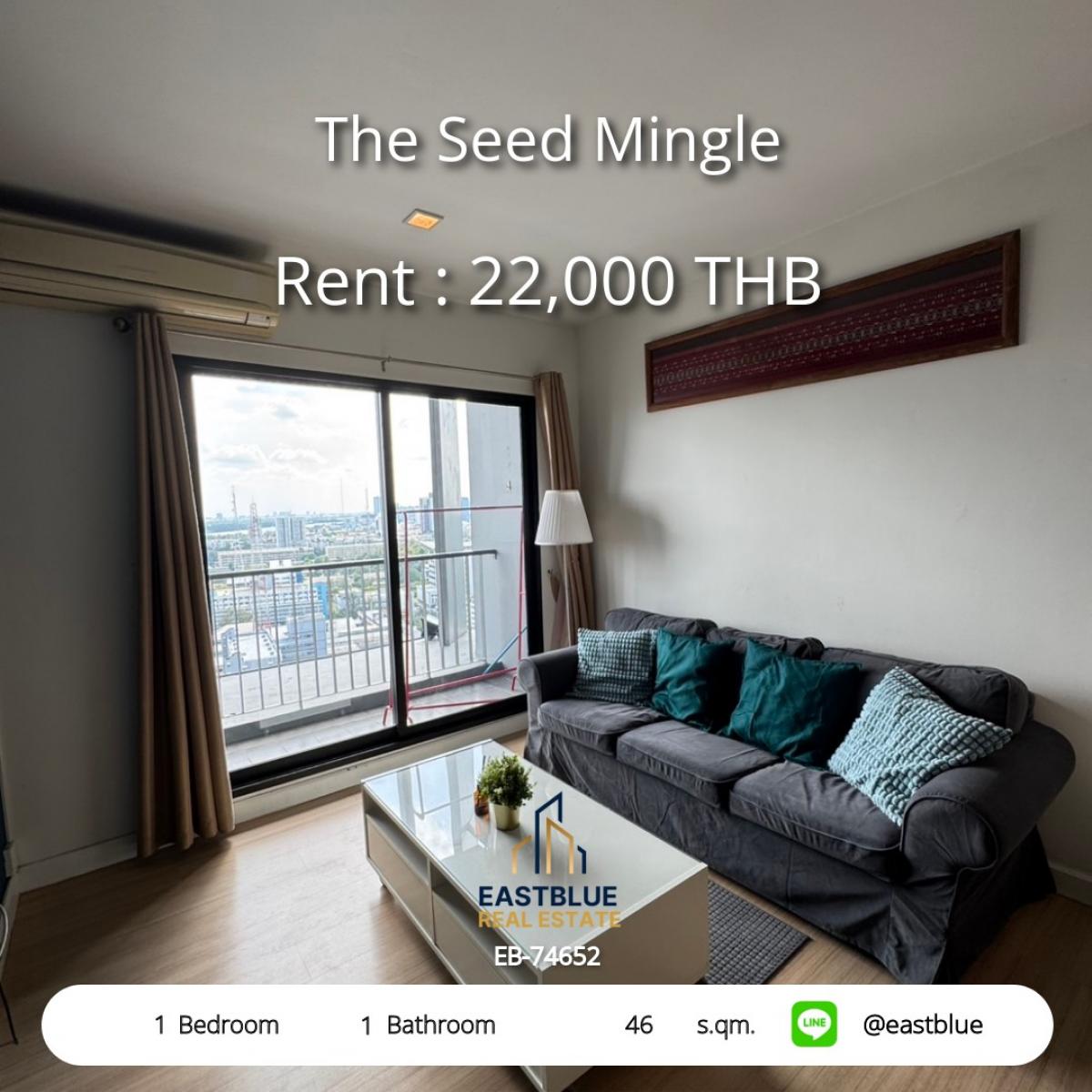 For RentCondoSathorn, Narathiwat : Rent a condo The Seed Mingle, 1 bedroom, near BTS Chong Nonsi!
Spacious 46 sq.m. Great price 22,000 baht/month