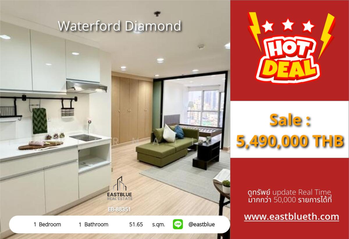 For SaleCondoSukhumvit, Asoke, Thonglor : Luxury condominium Waterford Diamond 1 bedroom near BTS Phrom Phong
Special price 5.49 million THB. Comfortable living, ready to move in!