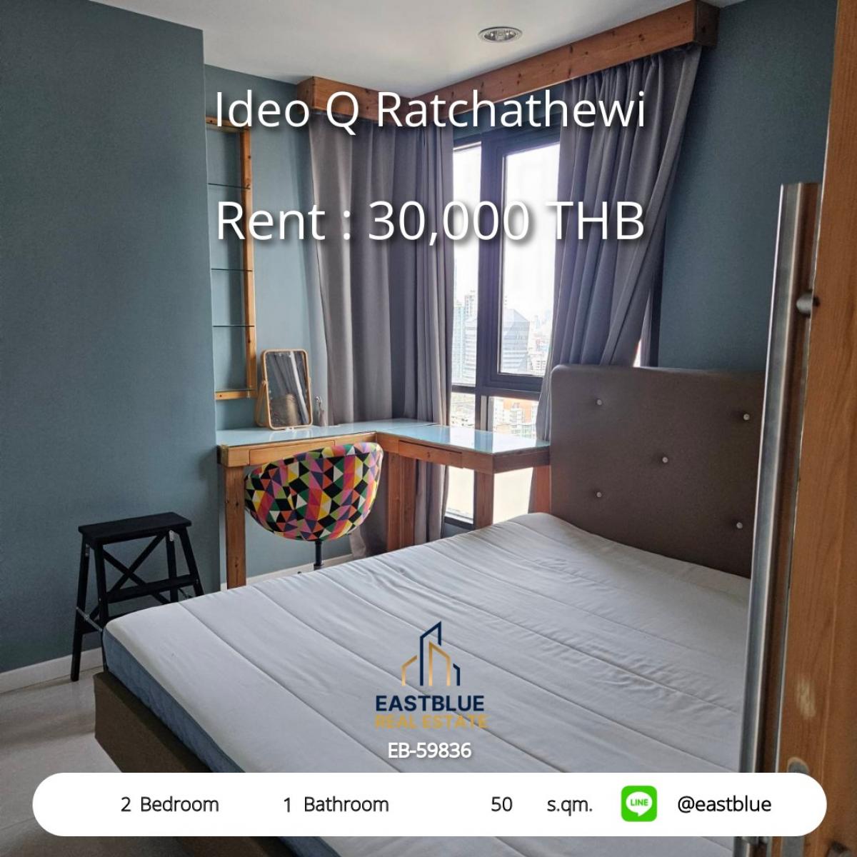 For RentCondoRatchathewi,Phayathai : Rent a condo Ideo Q Ratchathewi 2 bedrooms, ready to move in, near BTS/MRT
30,000 baht/month, size 50 sqm. Convenient, meets every lifestyle!