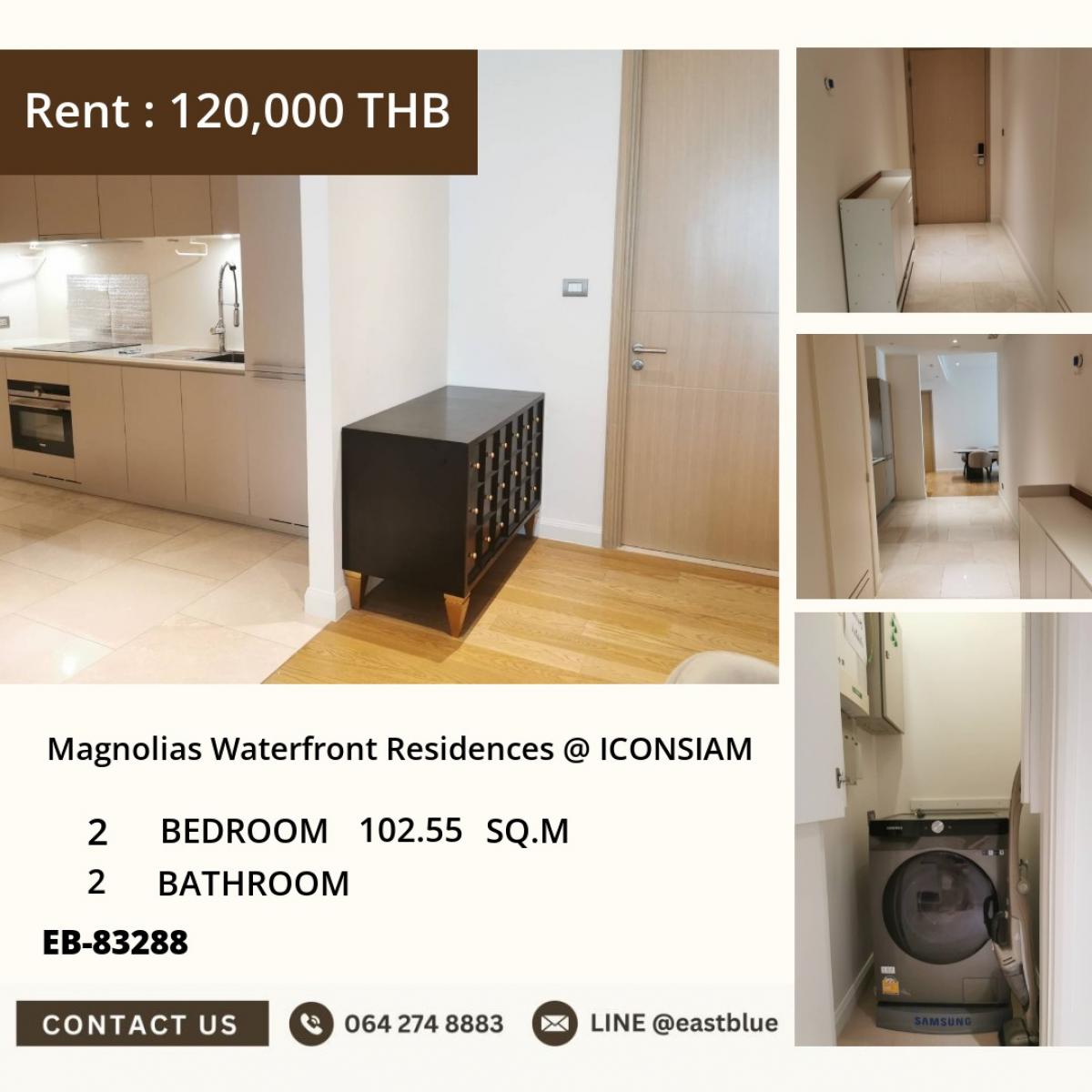 For RentCondoWongwianyai, Charoennakor : Luxury 2-bedroom Magnolias Waterfront @ ICONSIAM
For rent at only 120,000 baht/month, near BTS Krung Thon Buri!