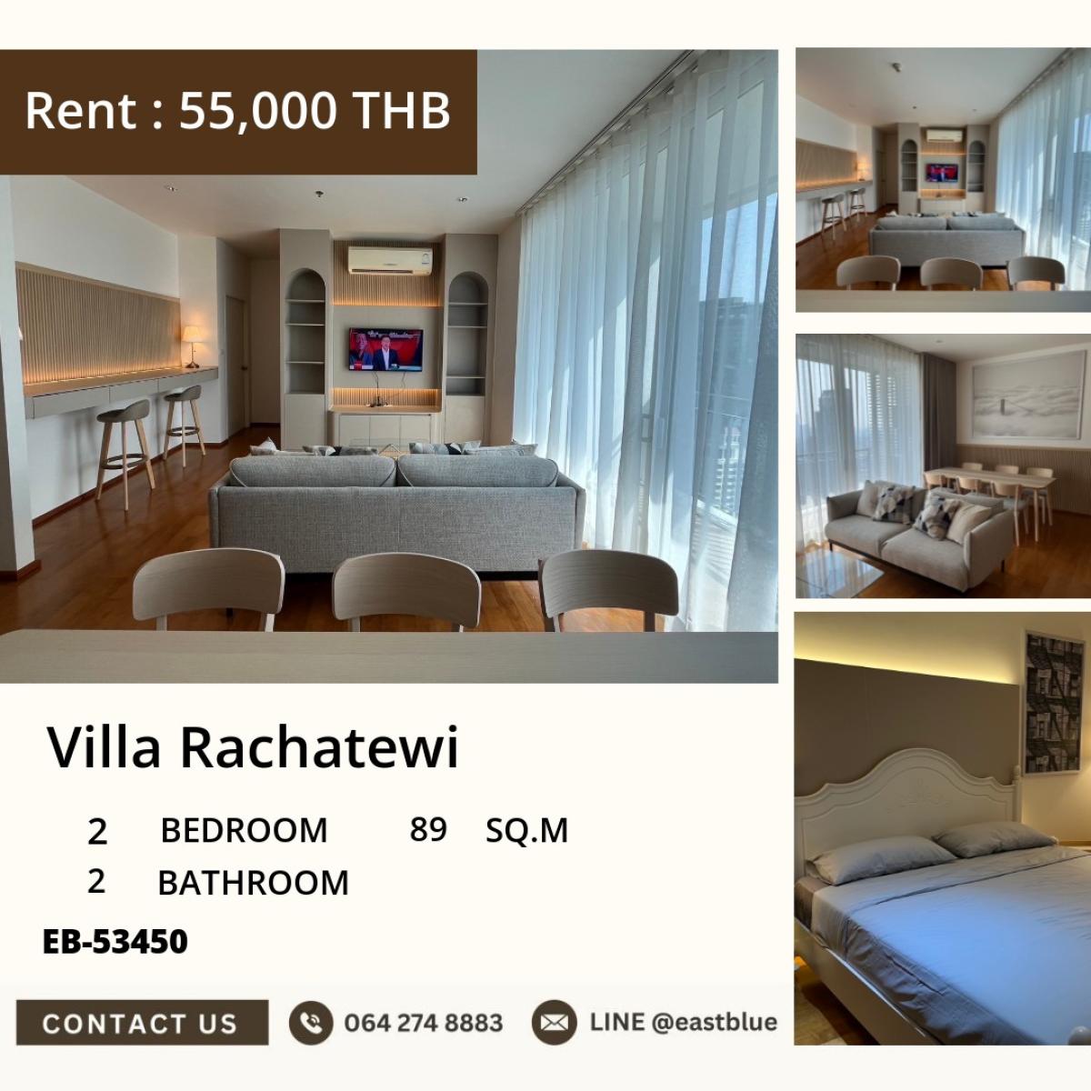 For RentCondoRatchathewi,Phayathai : 24/03/2026, Rent a luxury condo Villa Rachatewi 2 bedrooms near BTS Ratchathewi
89 sq.m. with a swimming pool and fitness for only 55,000 baht/month! 0642748883