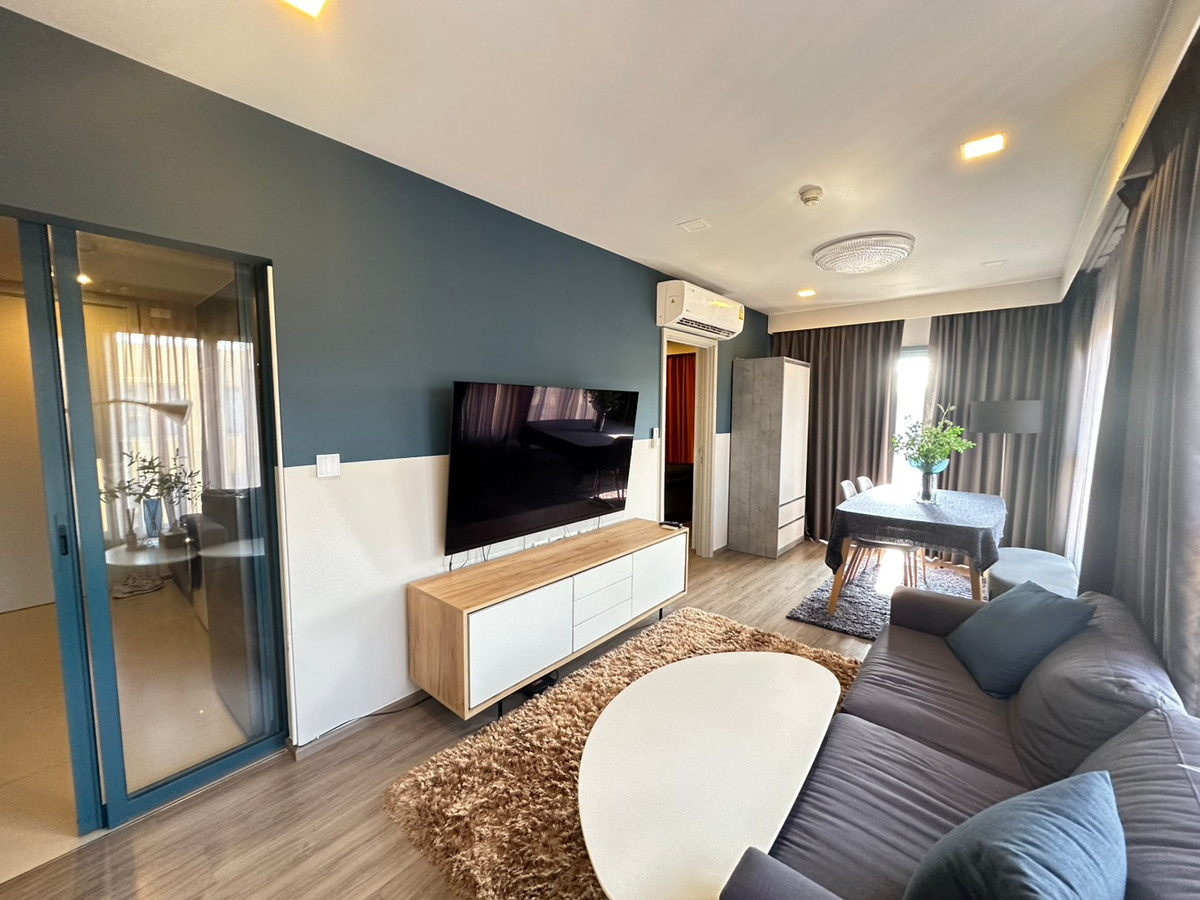 For RentCondoOnnut, Udomsuk : For rent: The Base Sukhumvit 50 - large room, 2 bedrooms, near BTS On Nut ✨ 2 bedrooms, 2 bathrooms, size 56.9 sq m., 8th floor, Building A, fully furnished. With complete set of electrical appliances 32,000 baht/month