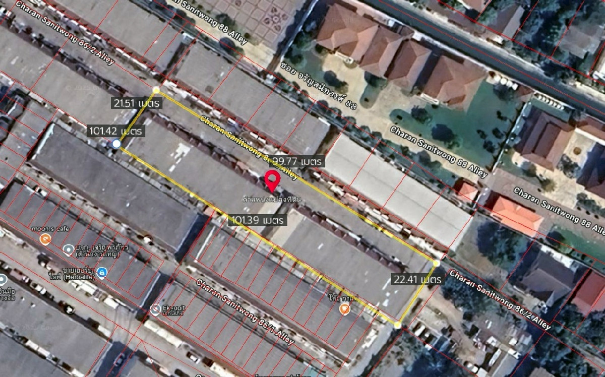 For SaleLandPinklao, Charansanitwong : High potential land With 23 townhomes, near Bang O BTS station, Charansanitwong 86/2, brown layout, Y.8-5.