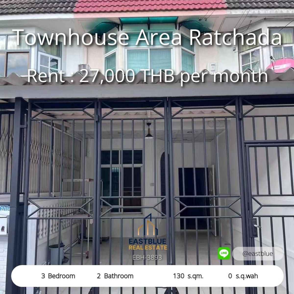For RentTownhomeRatchadapisek, Huaikwang, Suttisan : 06/02/2026, Townhome 3 bedrooms in the heart of Ratchada, ready to rent 27,000 baht/month. 
Good location near Lat Phrao-Ratchayothin intersection. Suitable for investment or residence.