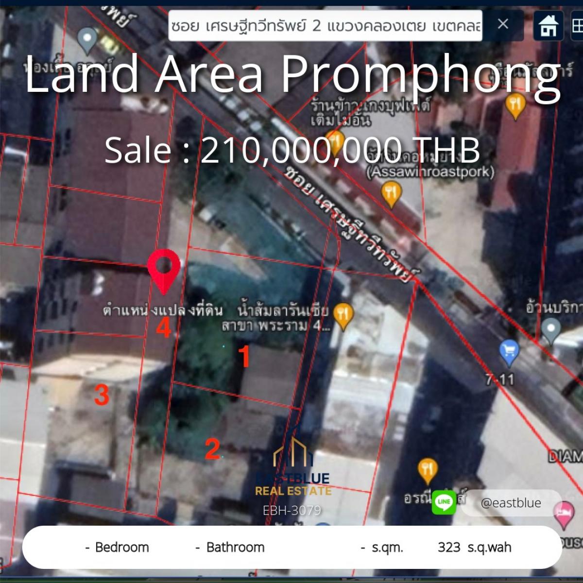 For SaleLandSukhumvit, Asoke, Thonglor : 06/02/2026, Land in the heart of Phrom Phong 323 sq m. Special price 210 million. 
Golden opportunity to invest in a prime location Asoke-Thonglor-Ekkamai
