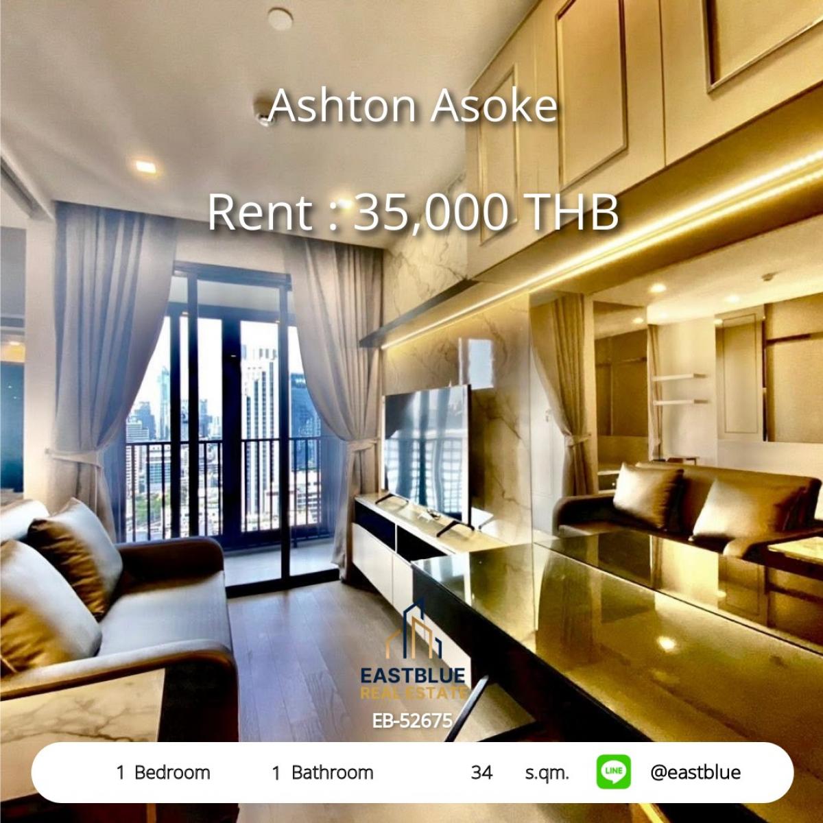 For RentCondoSukhumvit, Asoke, Thonglor : Rent Ashton Asoke 1 bedroom in the heart of Asoke
Ready to move in, beautiful view, near BTS, MRT for only 35,000 THB/month!