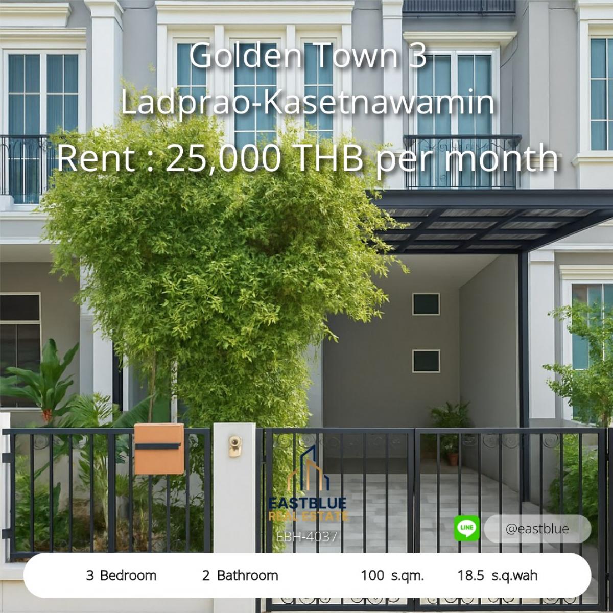 For RentTownhomeKaset Nawamin,Ladplakao : 06/02/2026, Golden Town 3 Ladprao-Kasetnawamin, new house, 3 bedrooms, near the city. 
Can be rented or bought Meets every lifestyle need Get started today!