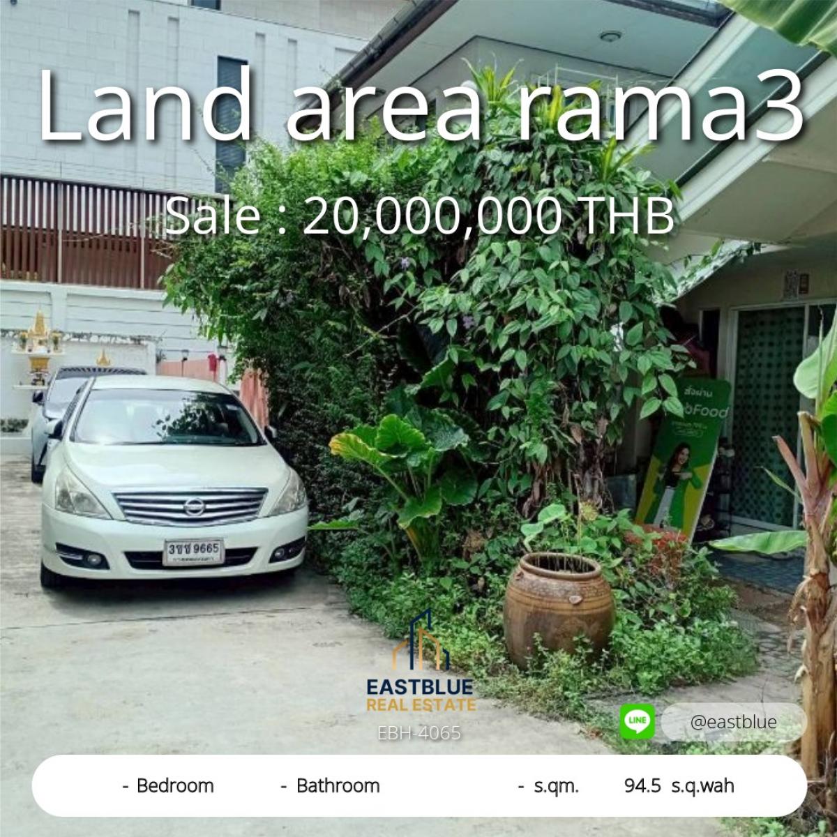 For SaleLandRama3 (Riverside),Satupadit : 06/02/2026, Land for sale 94.5 sq m, Rama 3 location, near international school and Terminal 21. 
Suitable for building a house, office or warehouse. Convenient entry and exit in 2 ways. Water won't flood!